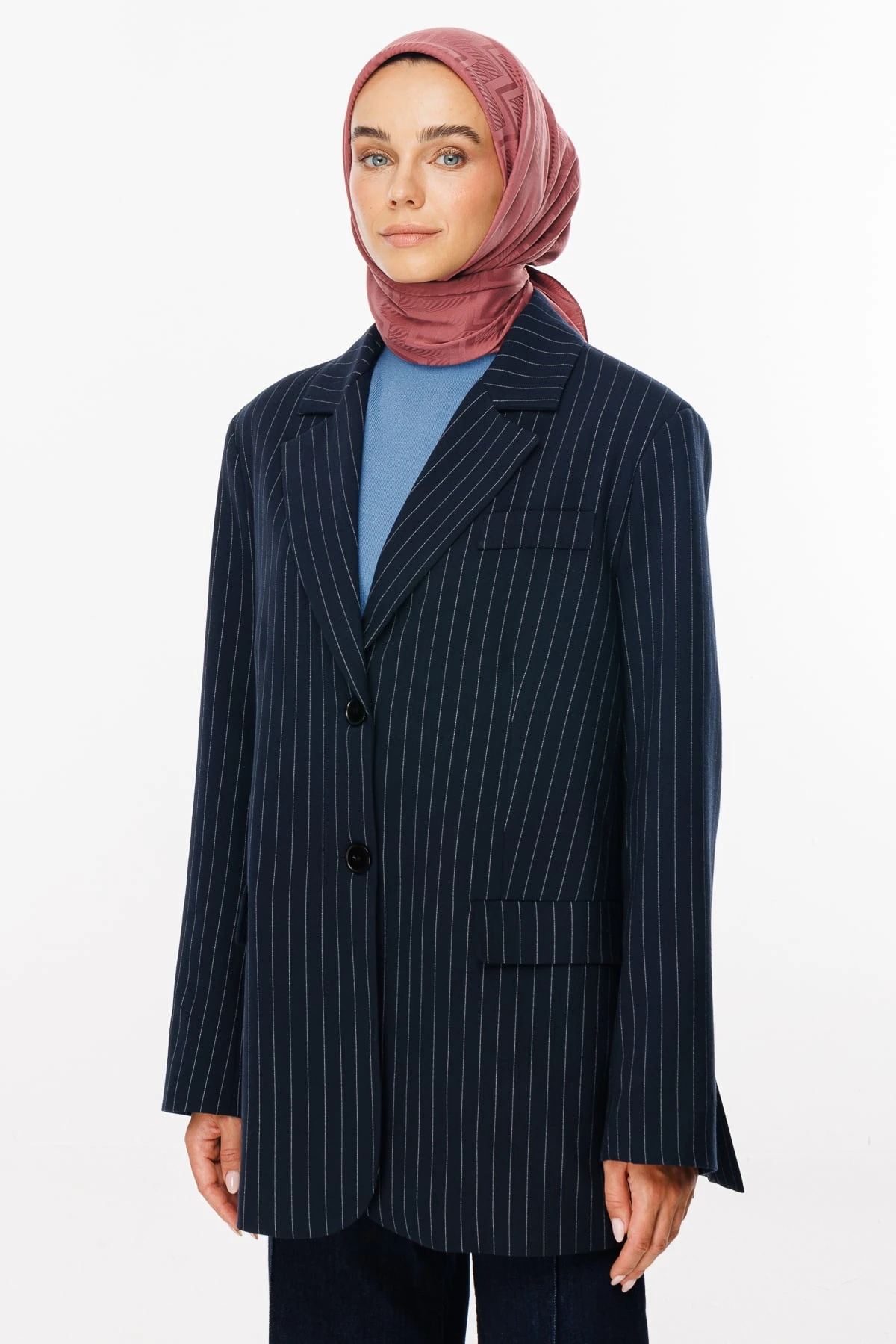 Toptan Viora Desen İpeksi Jakar Eşarp - Gül Kurusu