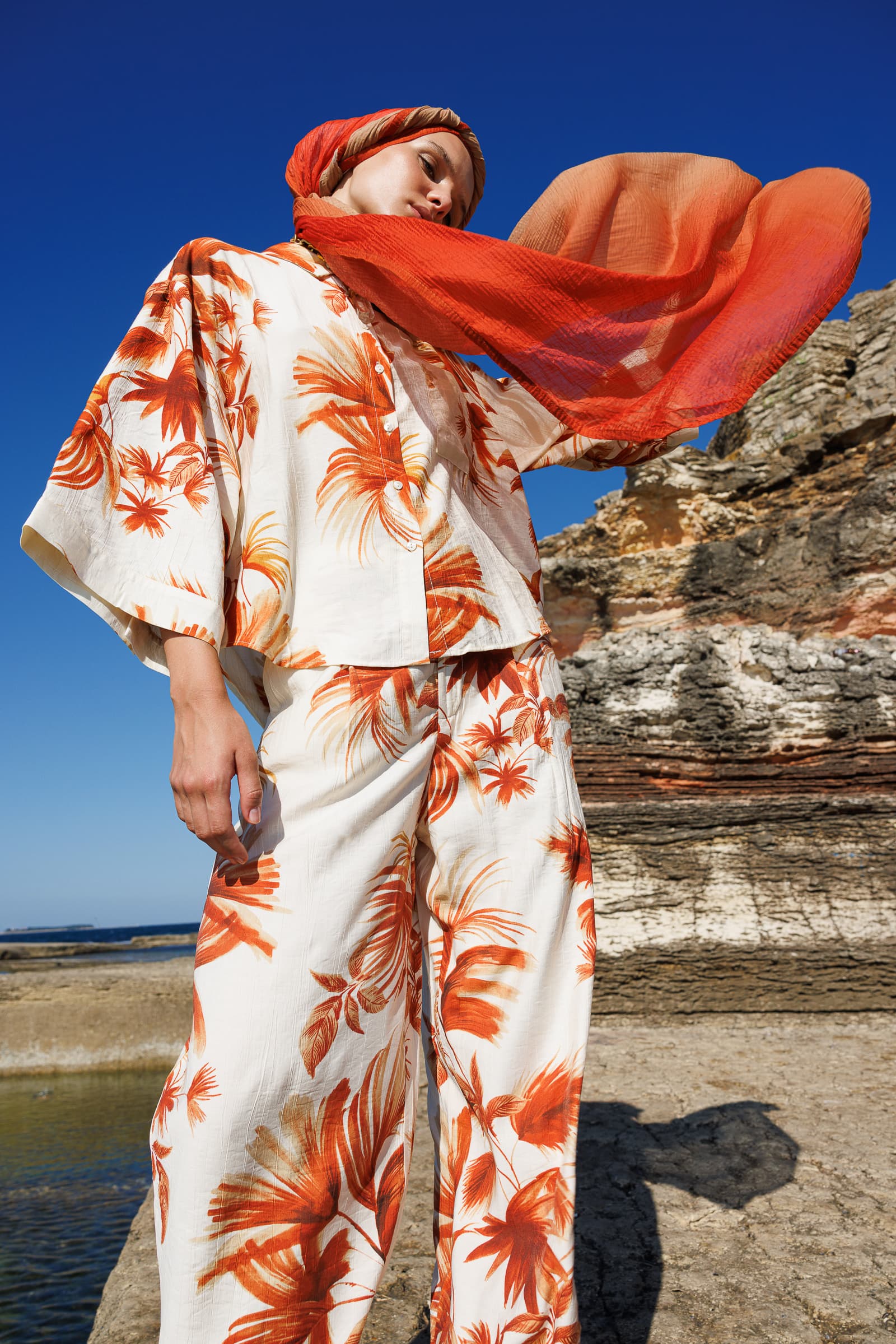 Toptan Degrade Müslin Şal - Kiremit