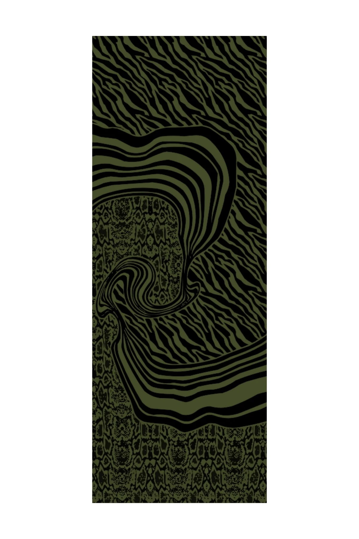 Riad-Pattern Reversible Shawl - Black-Khaki