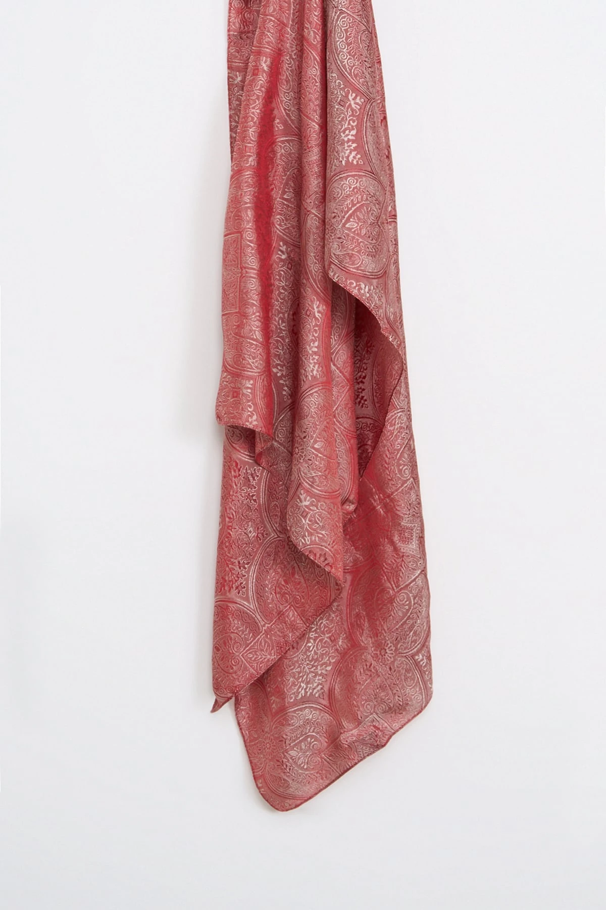 Shline Line Viscose Shawl - Burgundy-Mint Green