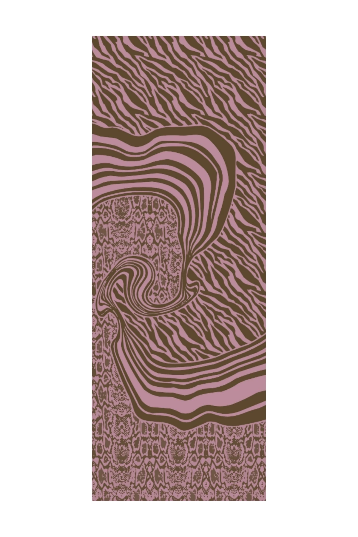 Toptan Riad Desen Çift Taraflı Şal - Koyu Haki-Koyu Gül Kurusu