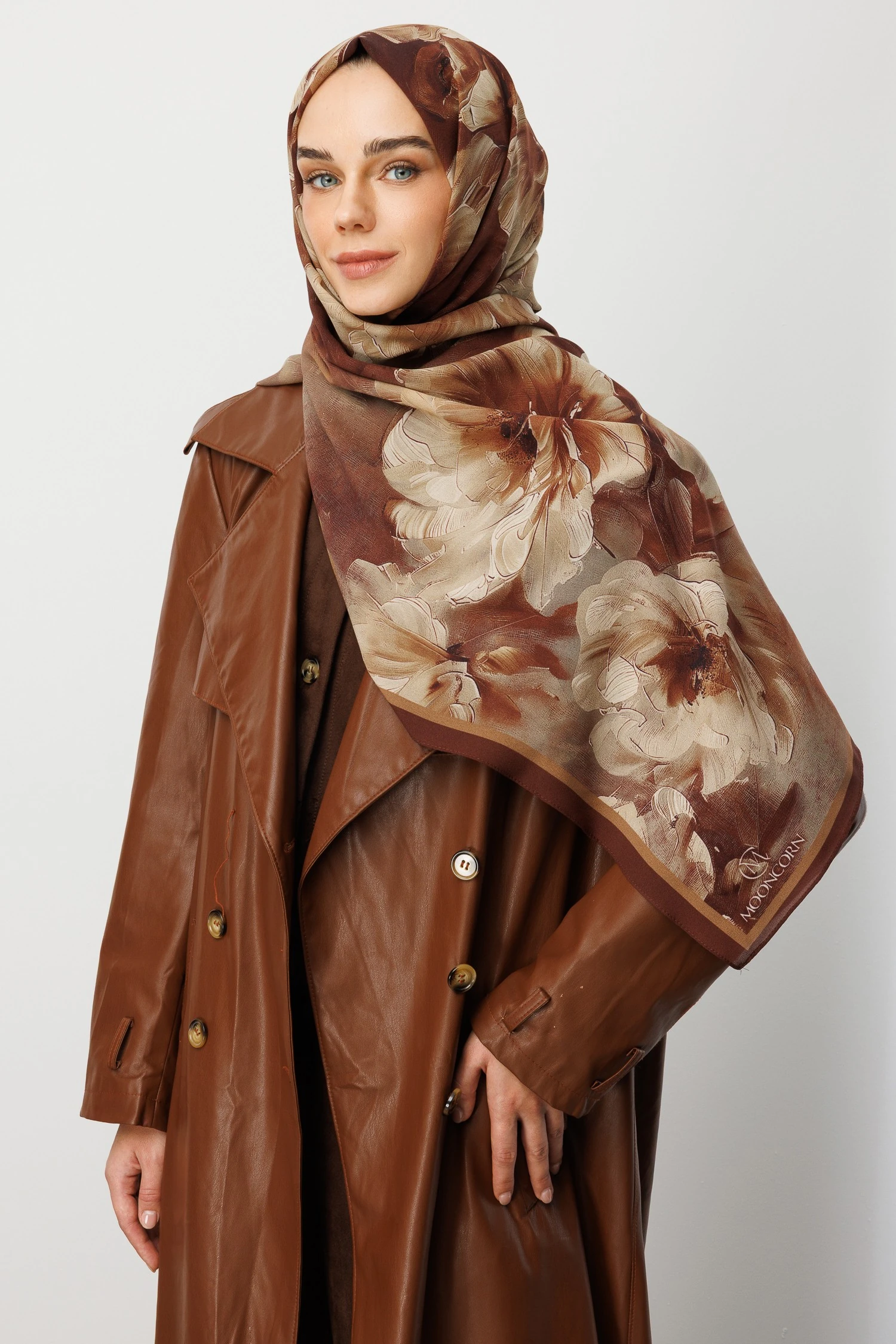 Toptan Rose Desen Hebei İpek Şal - Gül Kurusu