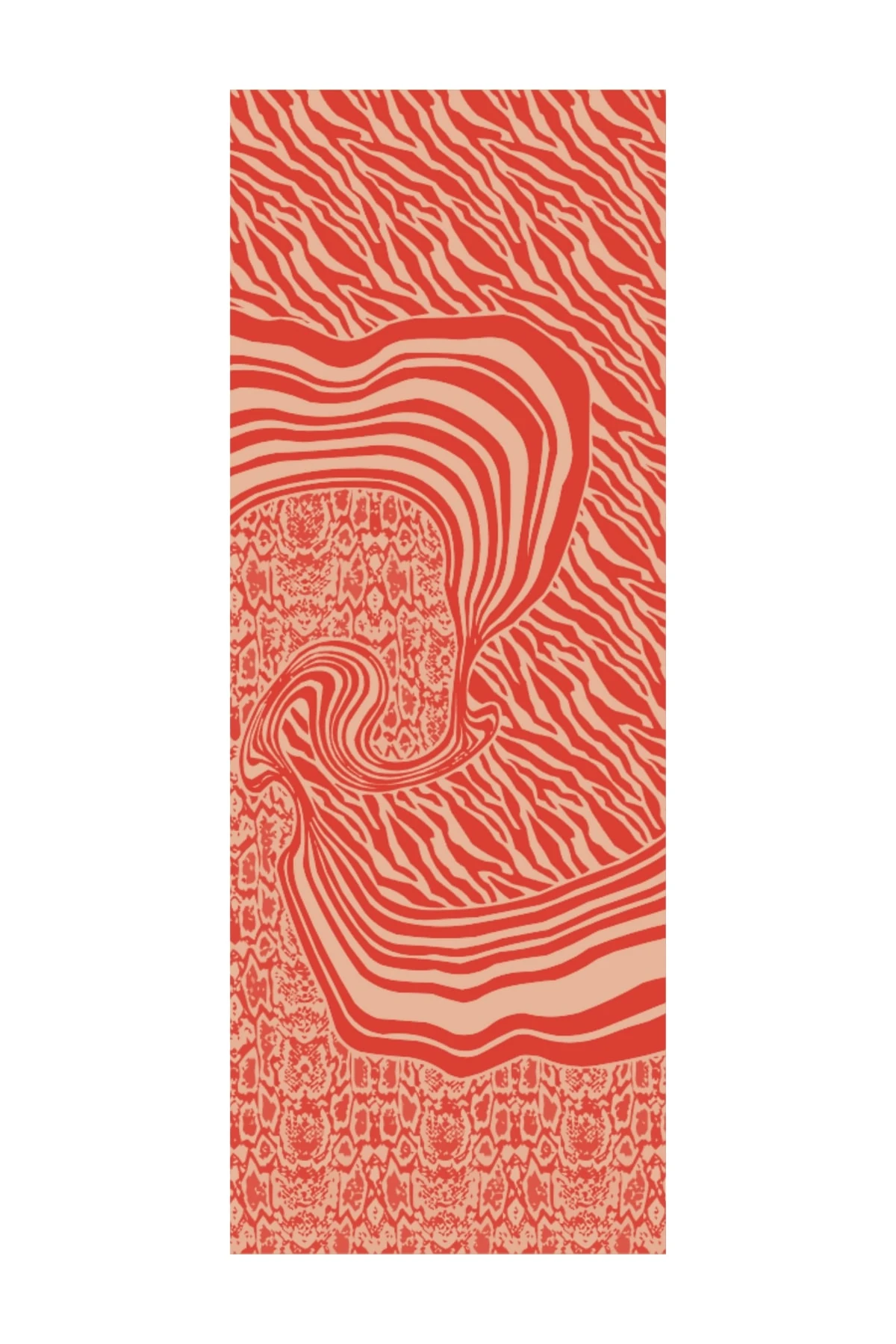 Riad-Pattern Reversible Shawl - Mink-Red