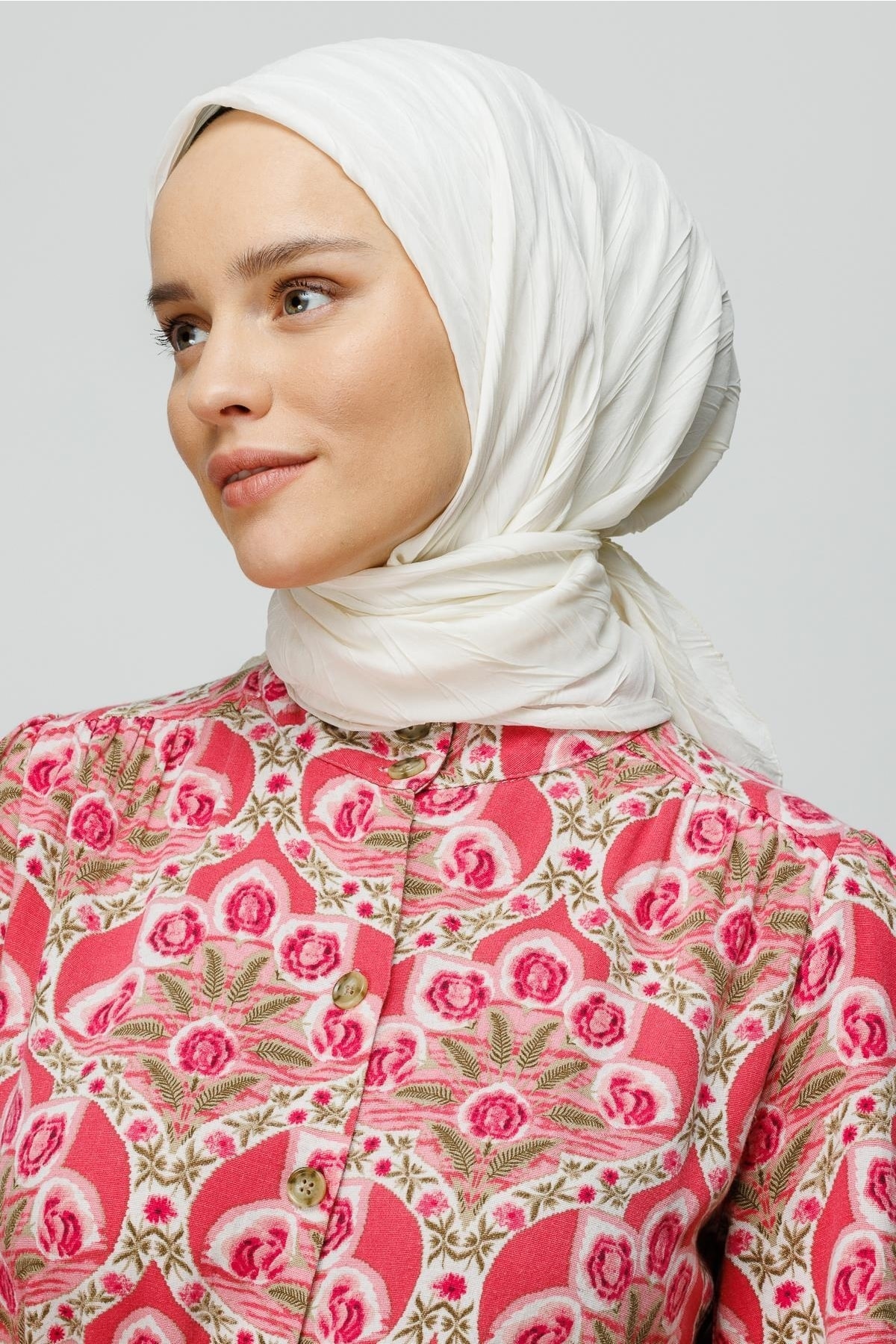 Pleated Bamboo Scarf - Ecru