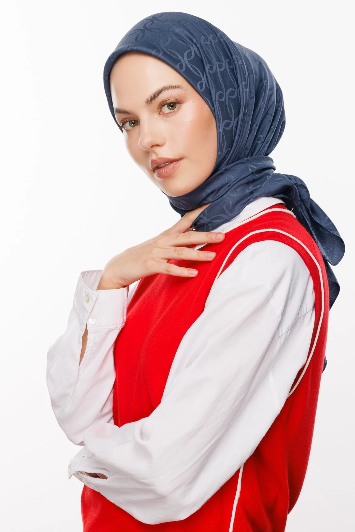 London Pattern Silky Jacquard Scarf - Anthracite