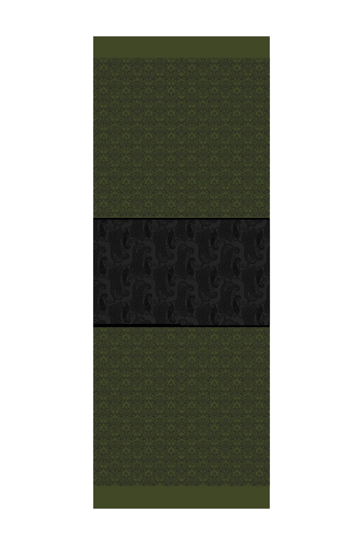 Nora-Pattern Reversible Shawl - Black-Khaki