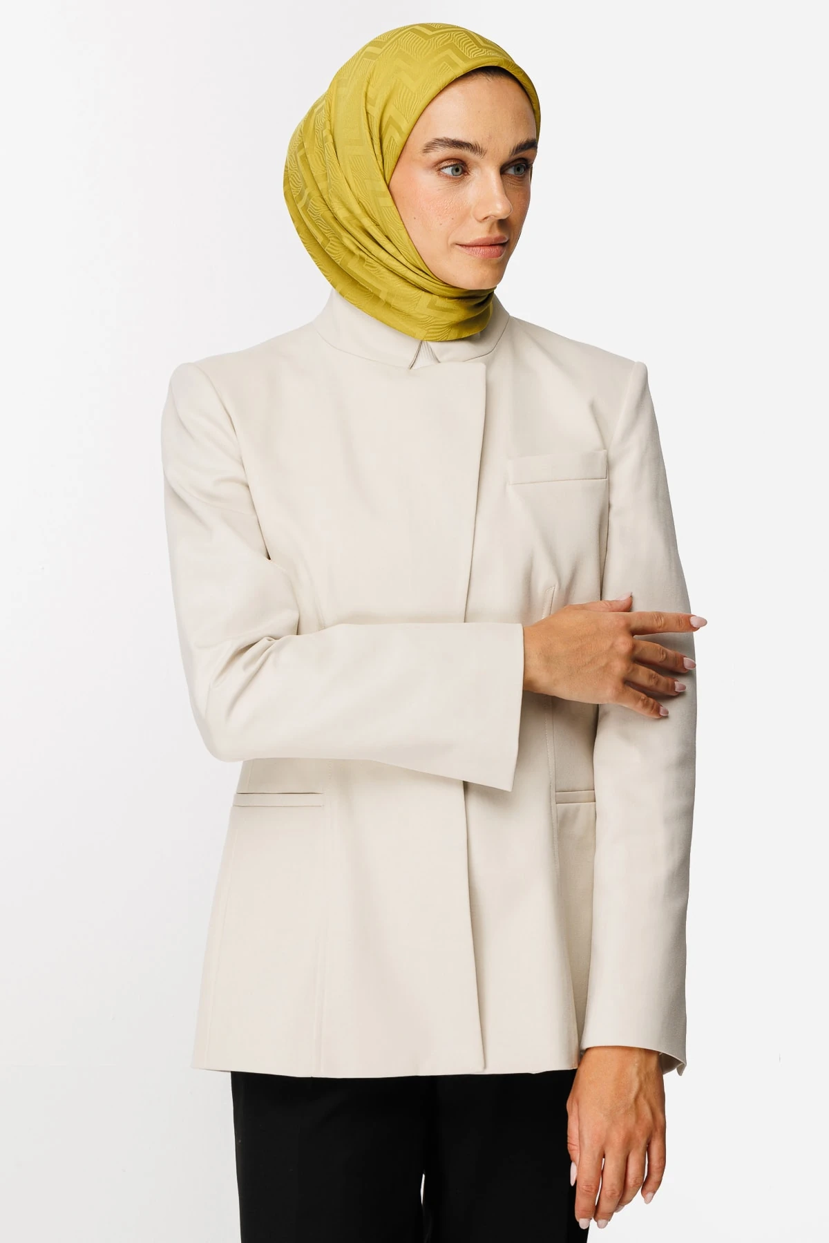 Toptan Viora Desen İpeksi Jakar Eşarp - Oliv Yeşili