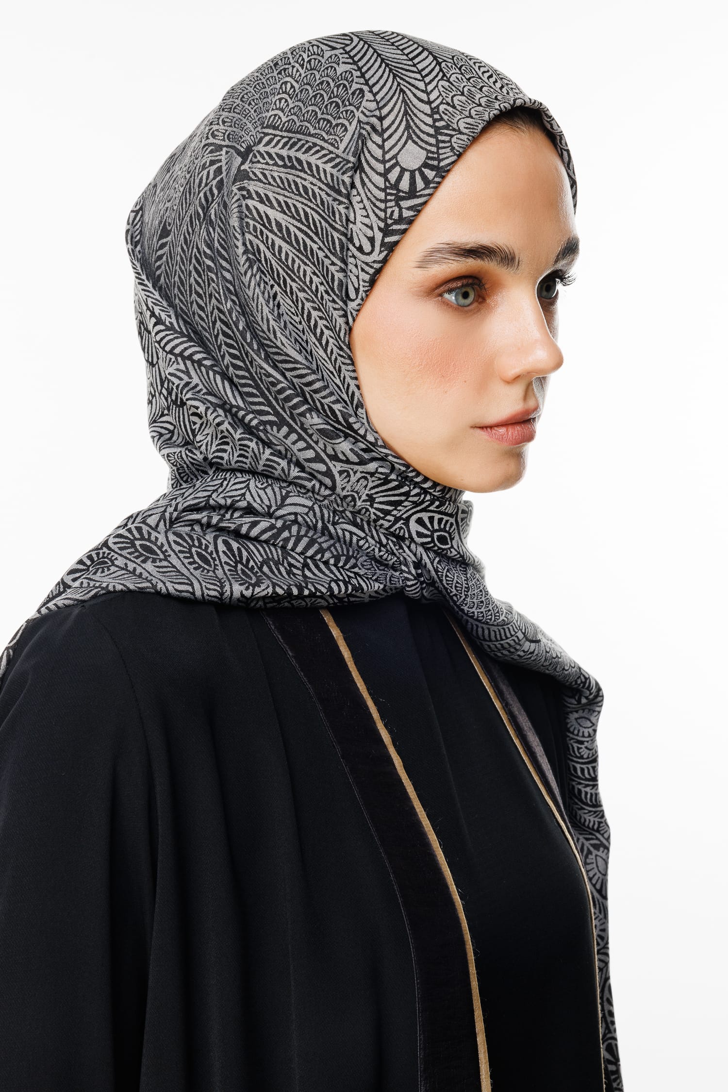 Toptan Mayra Desen Çift Taraflı Şal - Siyah-Siyah