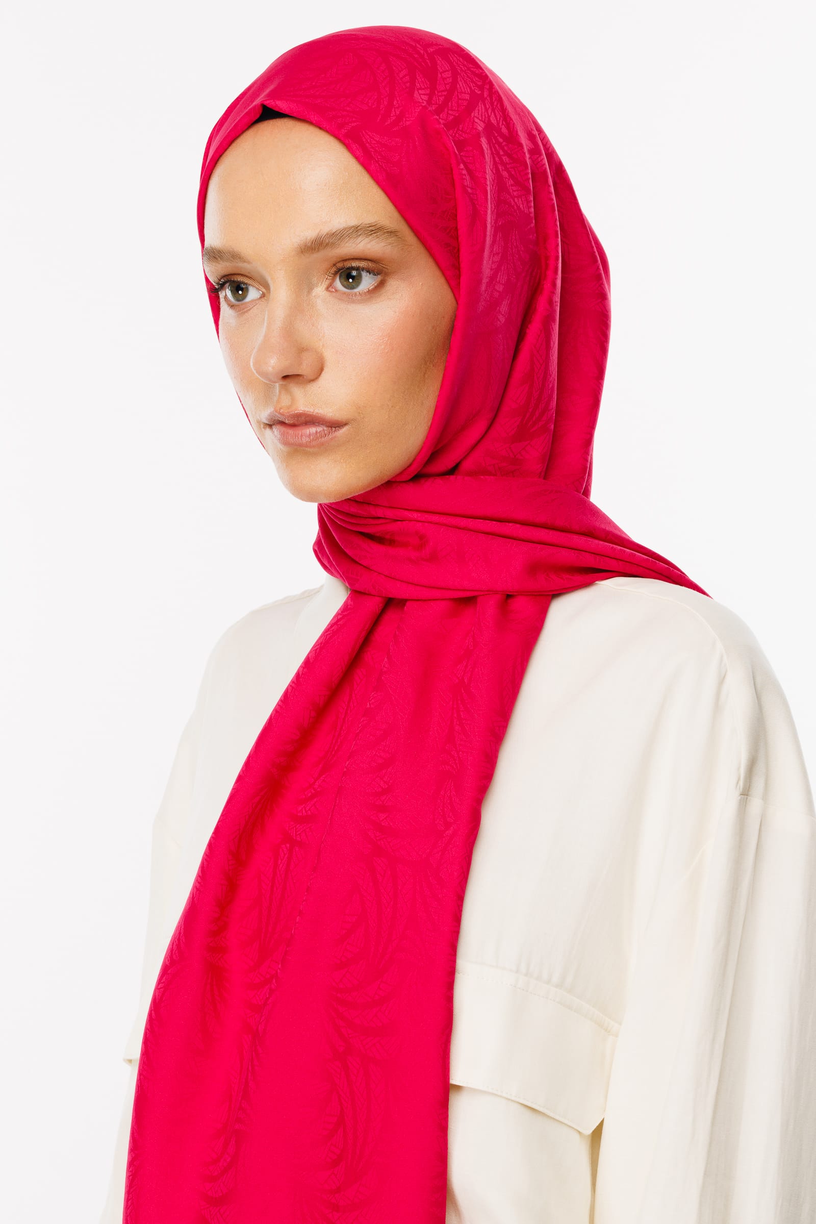 Artemis Pattern Silk Jacquard Shawl - Fuchsia
