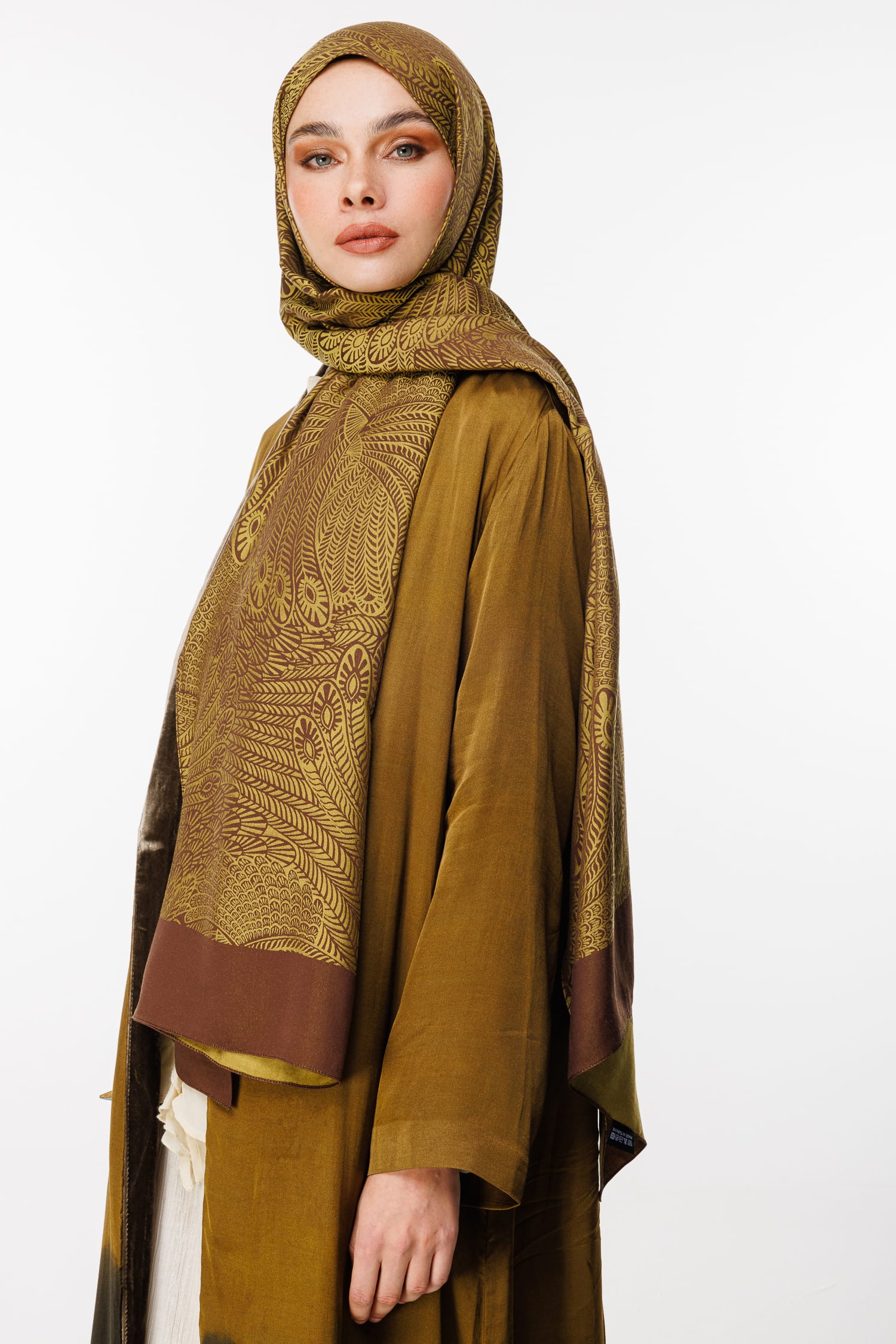 Toptan Mayra Desen Çift Taraflı Şal - Acı Kahve-Somon