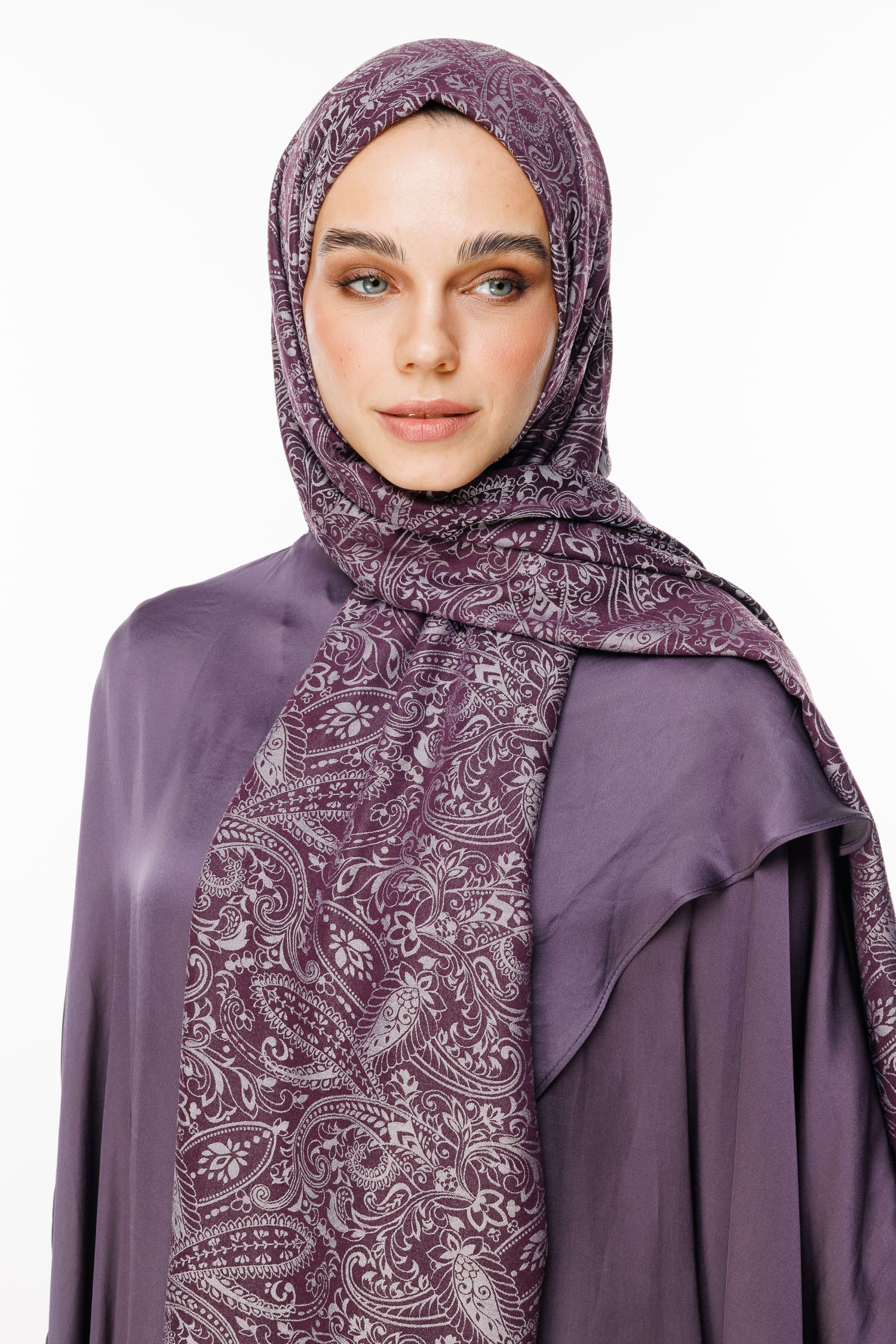 Velora-Pattern Reversible Shawl - Purple-Gray