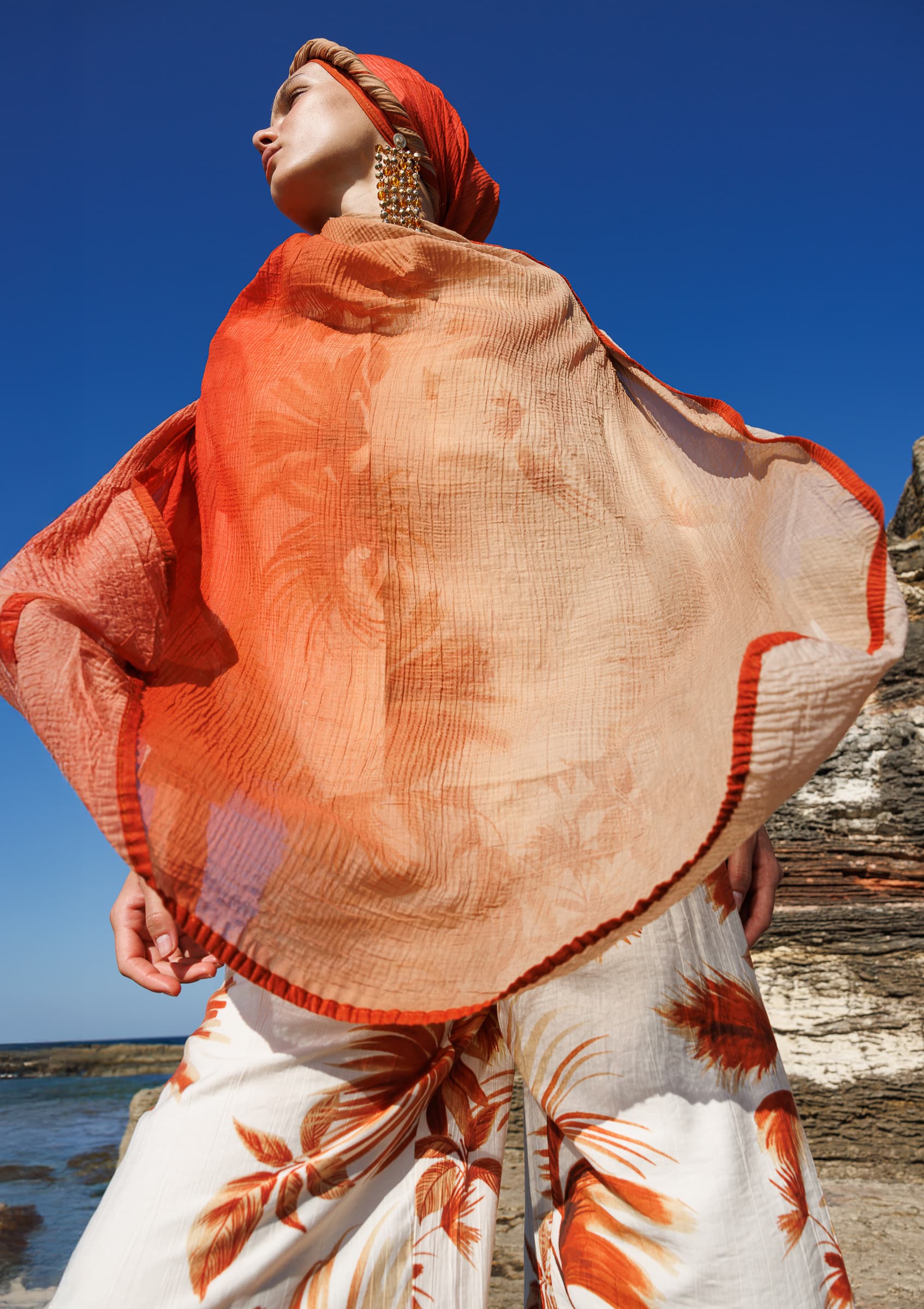 Toptan Degrade Müslin Şal - Kiremit