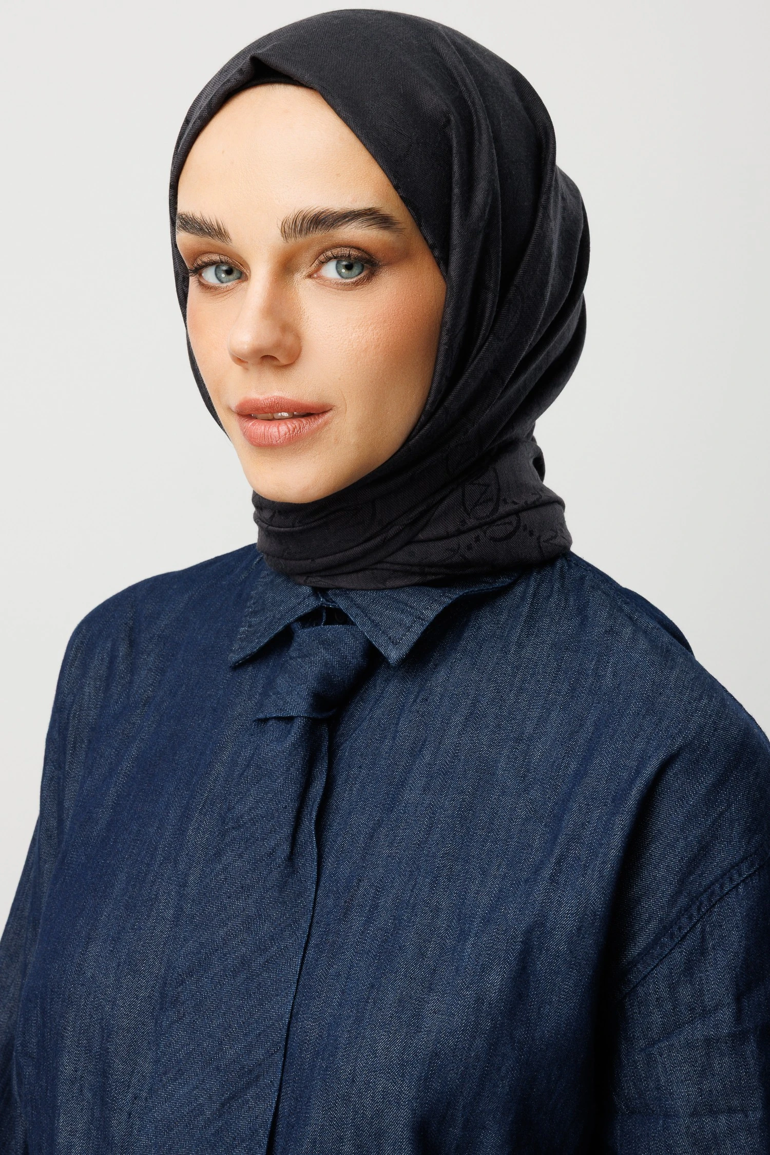 Toptan Yün İpek Şal - Kot Mavi