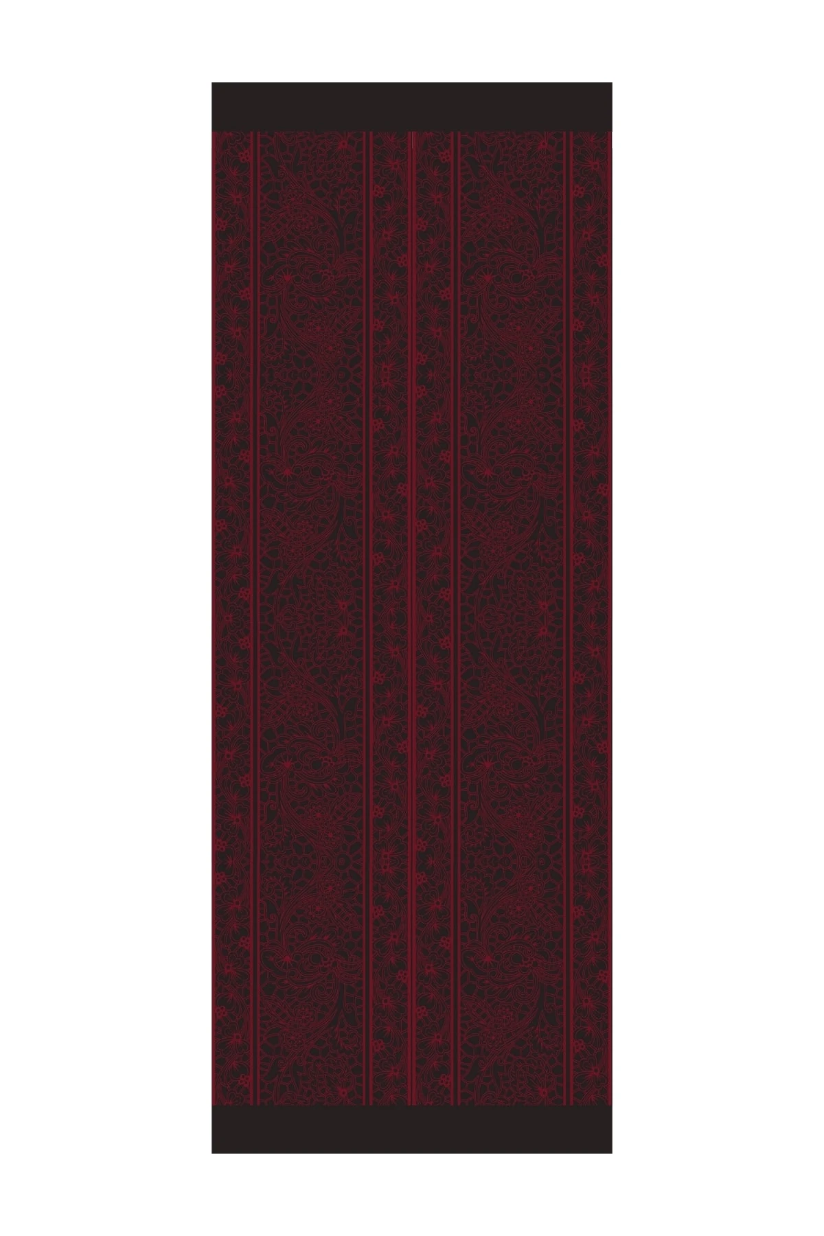 Lavin-Pattern Reversible Shawl - Black-Burgundy