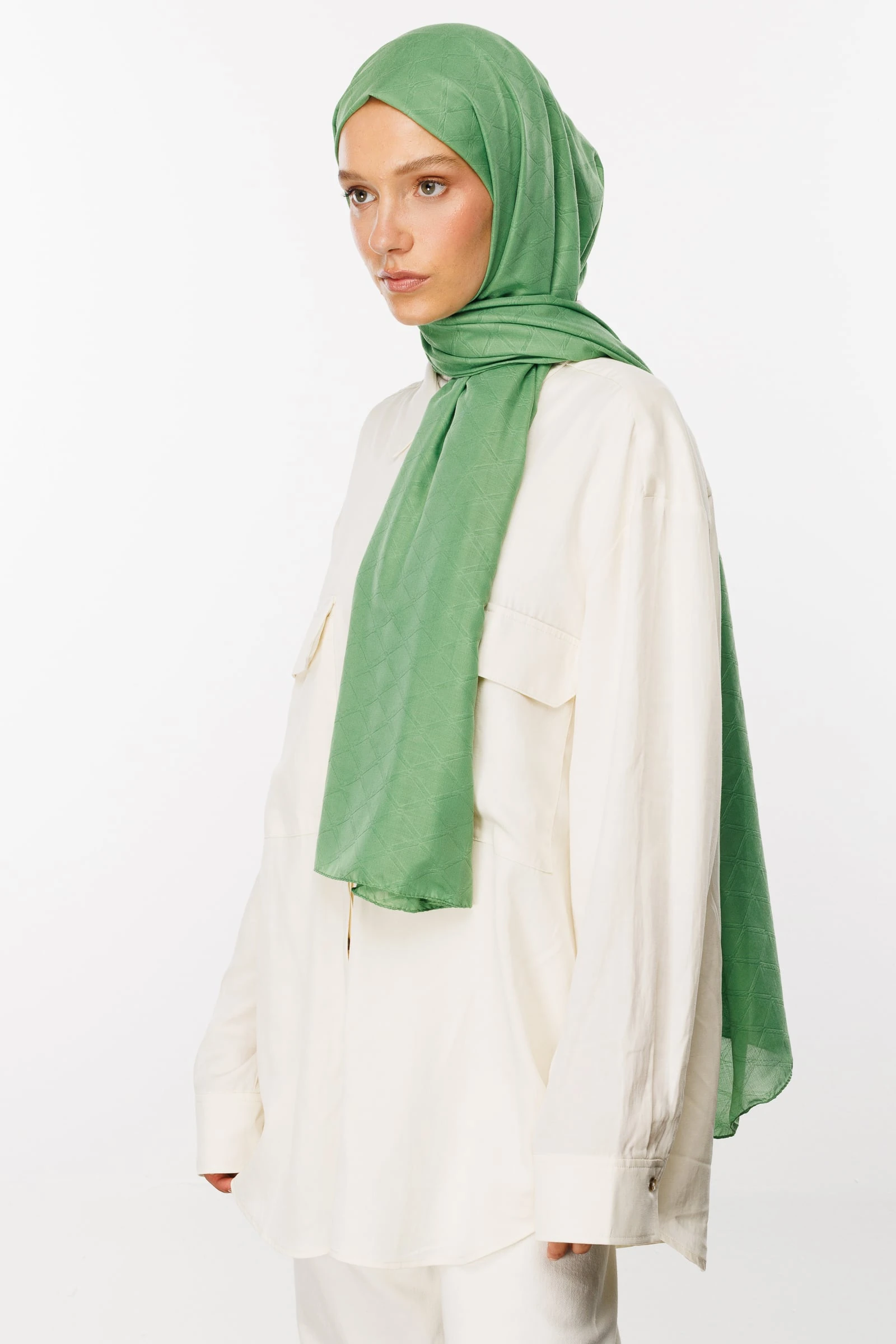 Bamboo Jacquard Shawl - Aqua Green