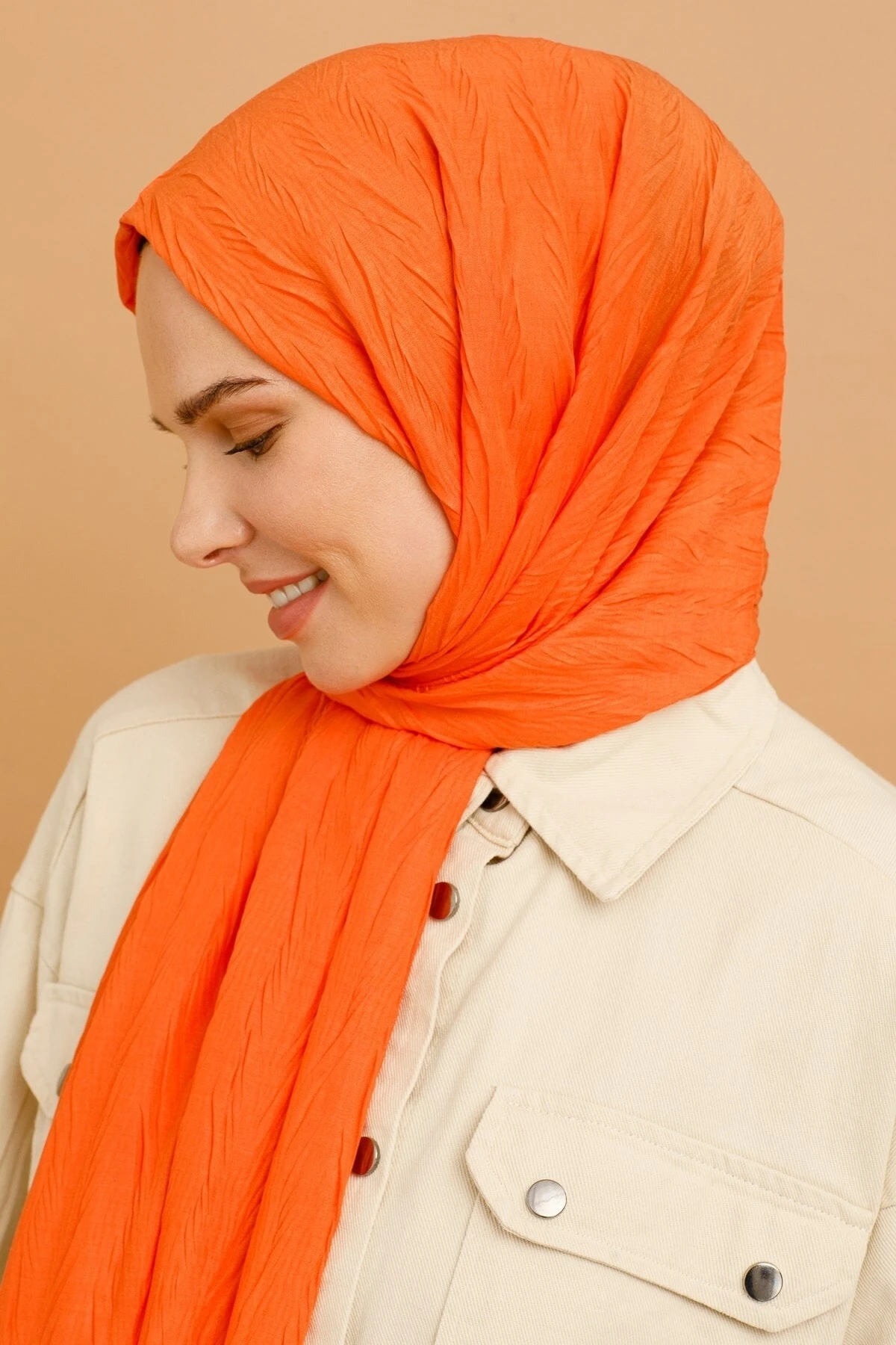 Pleated Bamboo Shawl - Orange