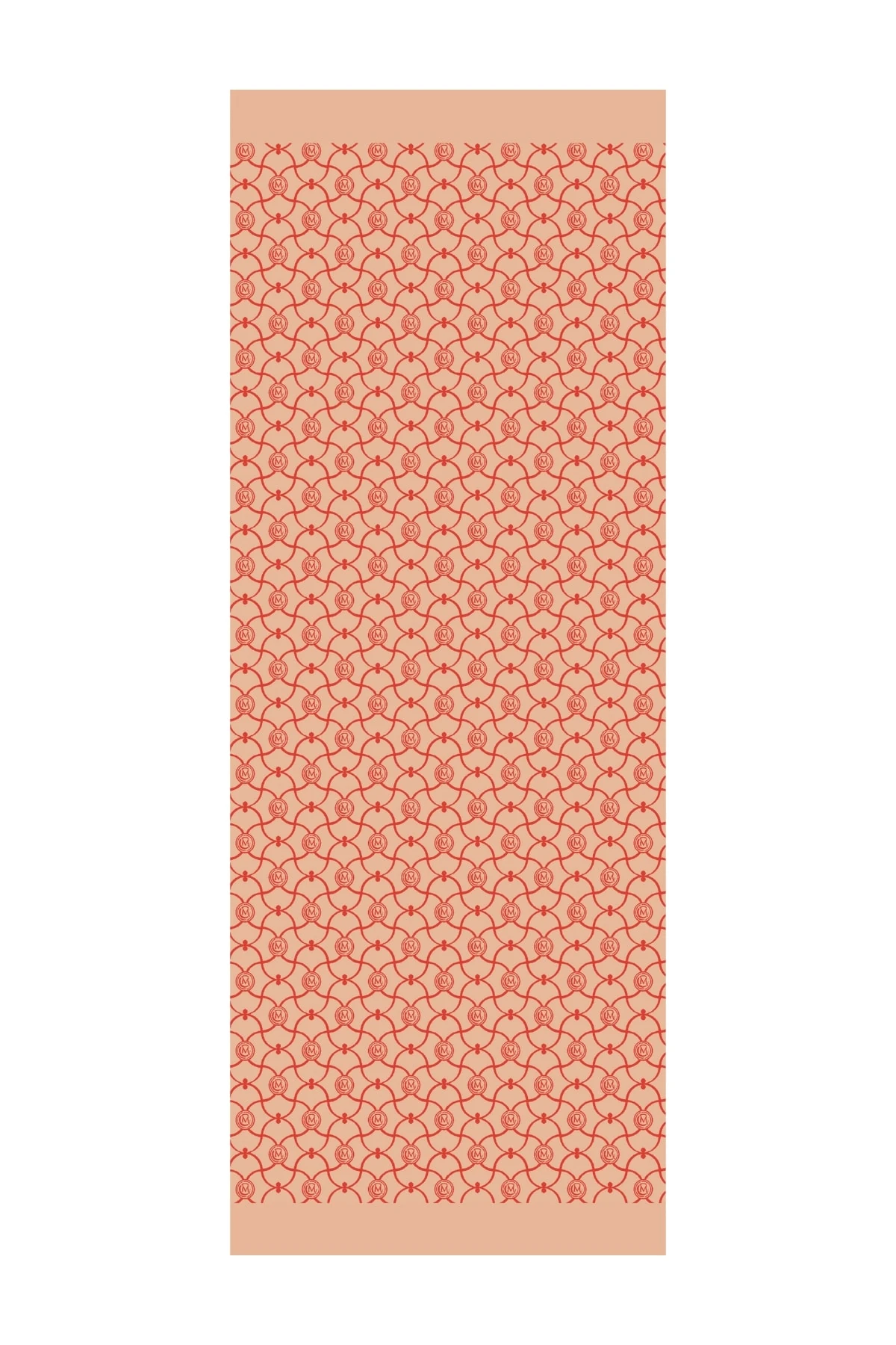 Toptan Marrakech Desen Çift Taraflı Şal - Vizon-Kırmızı