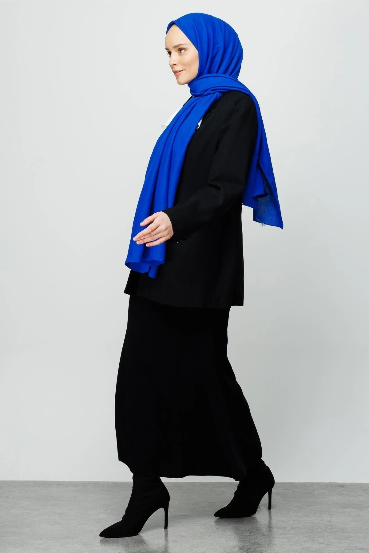 Toptan Pamuk Kraş Şal - Saks Mavi