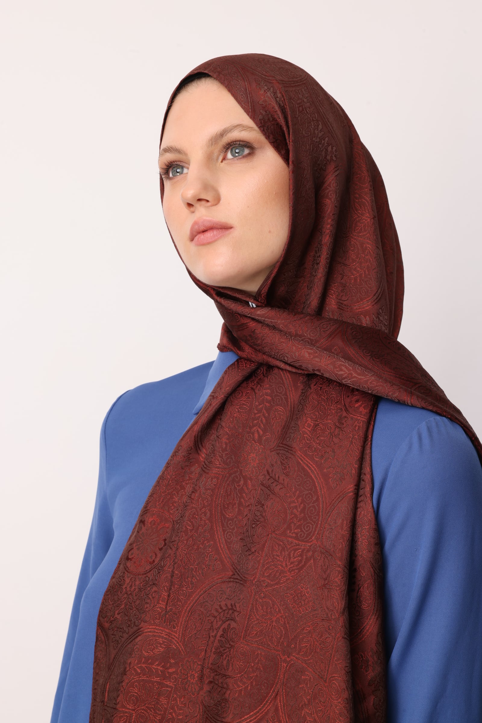 Shline Line Viscose Shawl - Bitter Coffee-Coffee