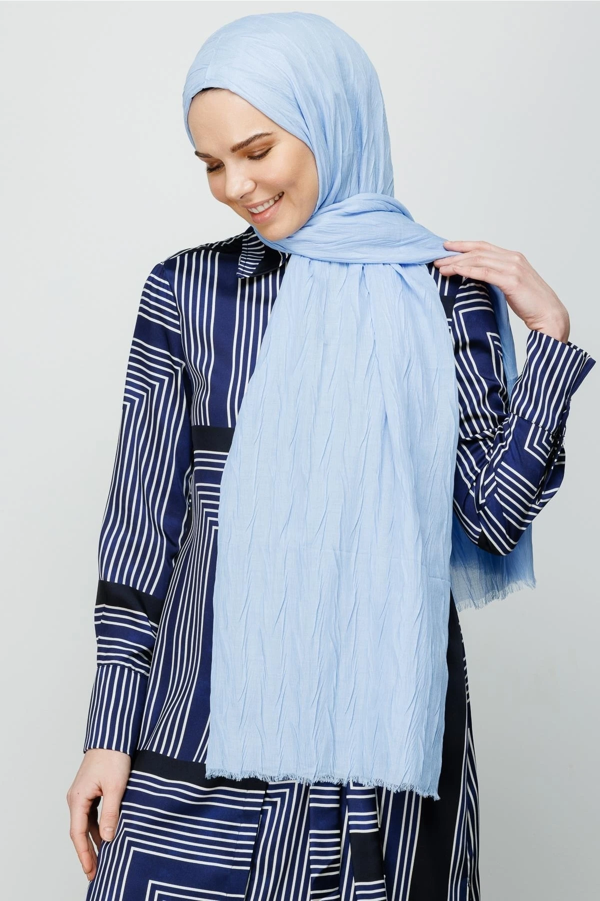 Pleated Bamboo Shawl - Baby Blue