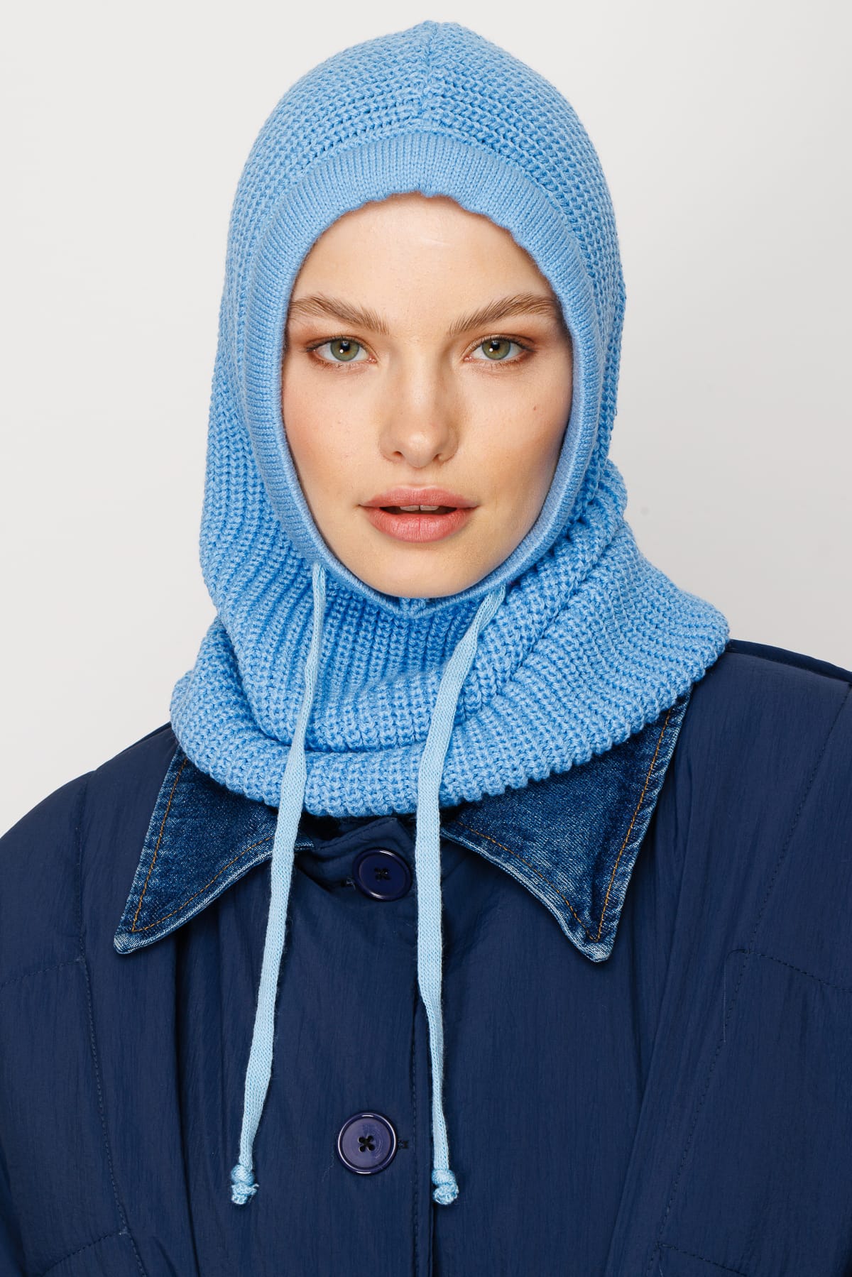 Toptan Balaclava Triko Başlık - Bebek Mavisi