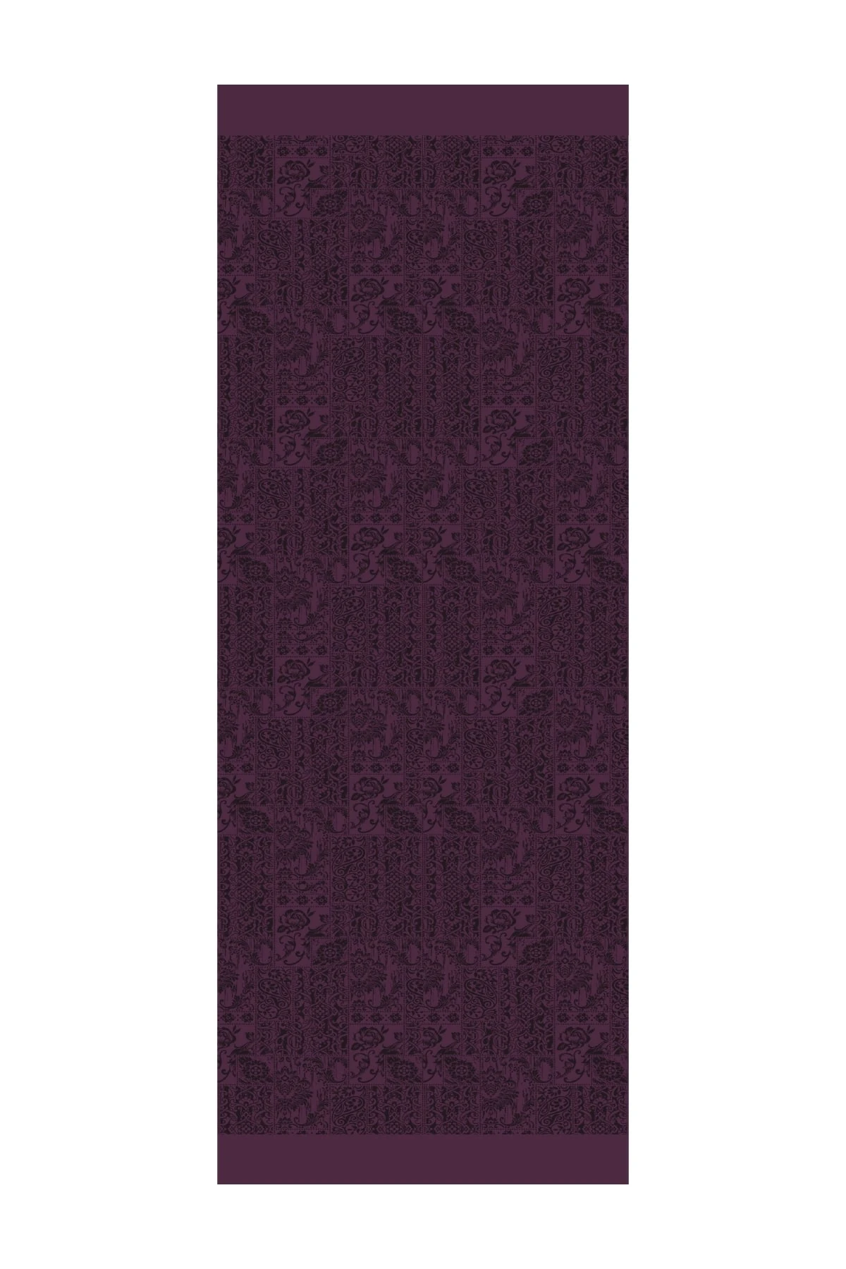 Toptan Henna Desen Çift Taraflı Şal - Mor-Siyah