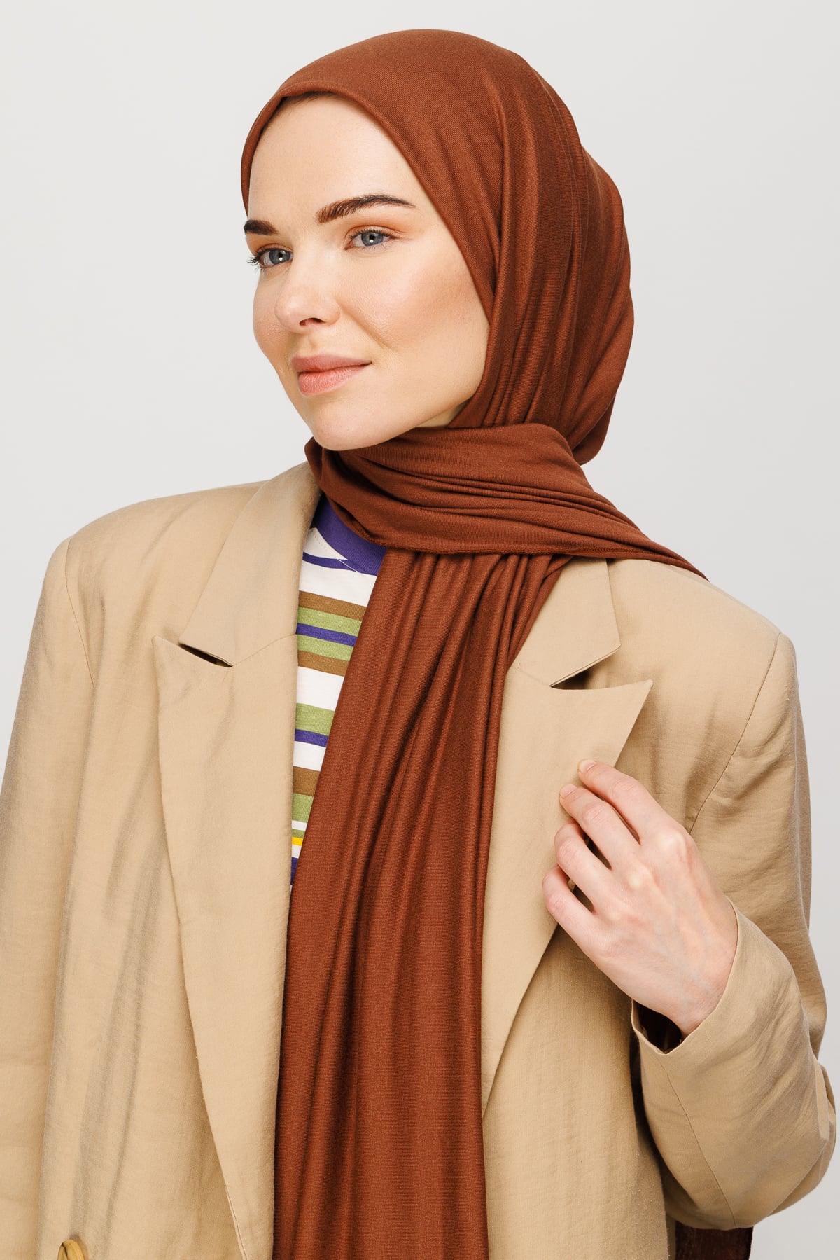 Toptan Penye Şal - Koyu Kahverengi