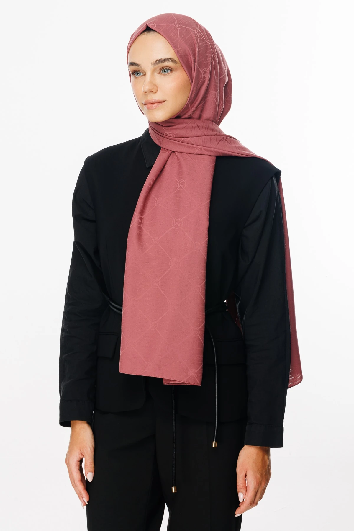 Moon Is Pattern Jacquard Shawl - Dried Rose