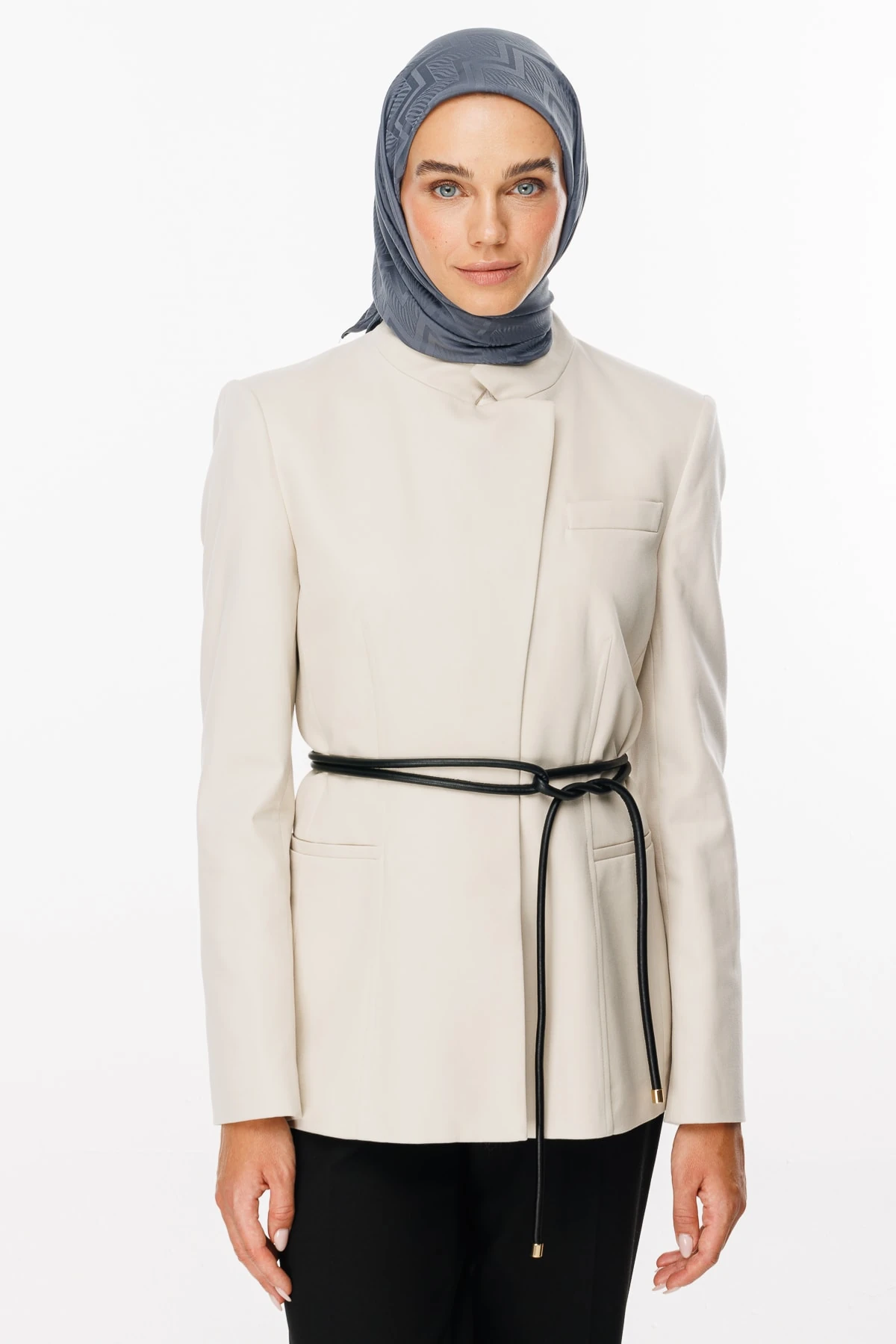 Viora Pattern Silky Jacquard Scarf - Fume