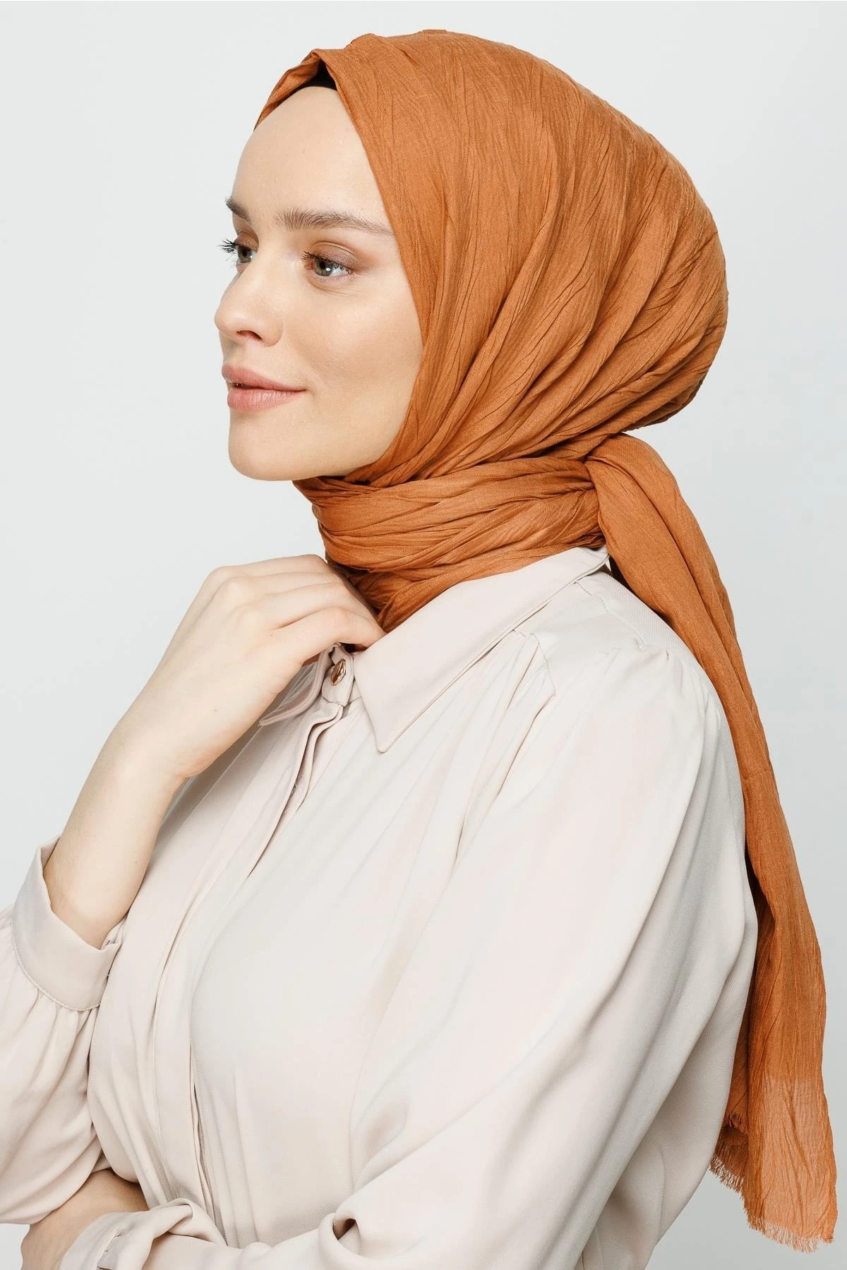 Pleated Bamboo Shawl - Peach