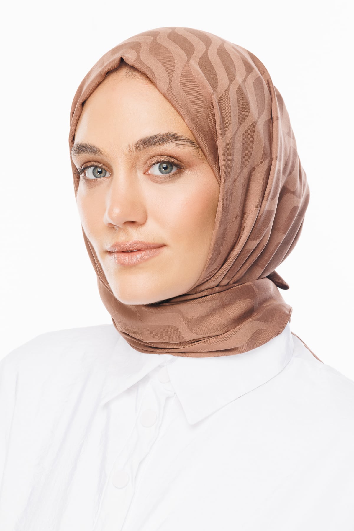 Wave-Pattern Silky Jacquard Shawl - Yalı