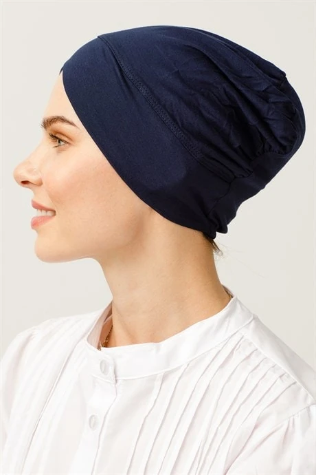 Wholesale Seamless Cross Bonnet - Navy Blue