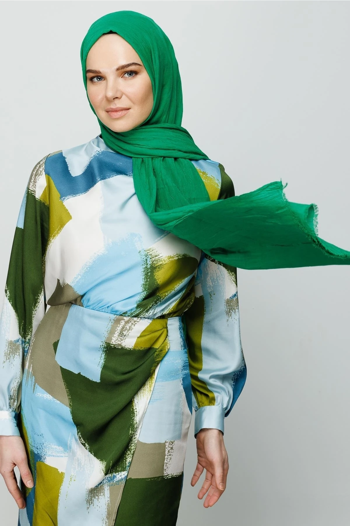 Toptan Bambu Şal - Benetton Yeşili