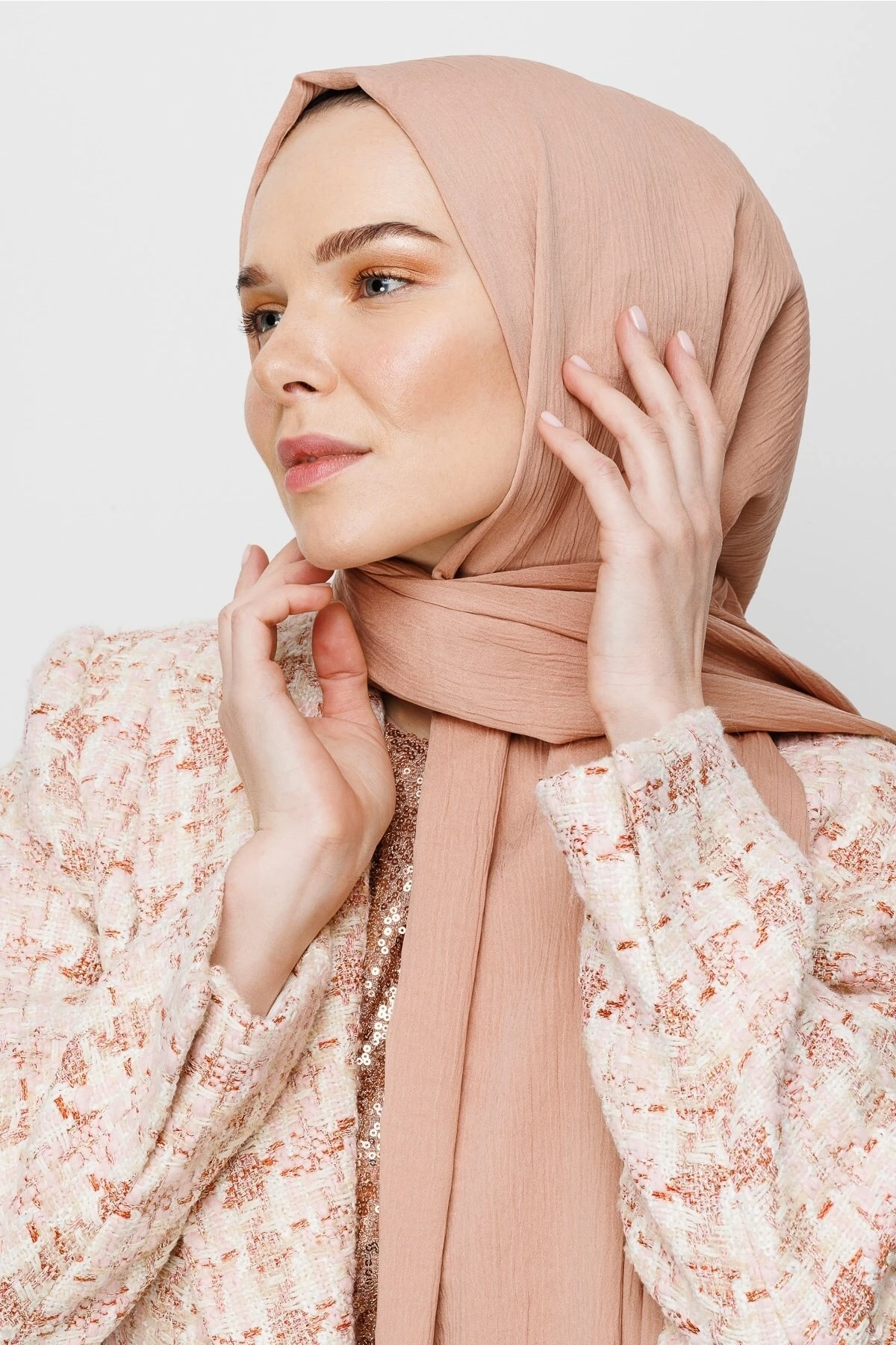 Wholesale Crinkle Medina Silk Shawl - Rose