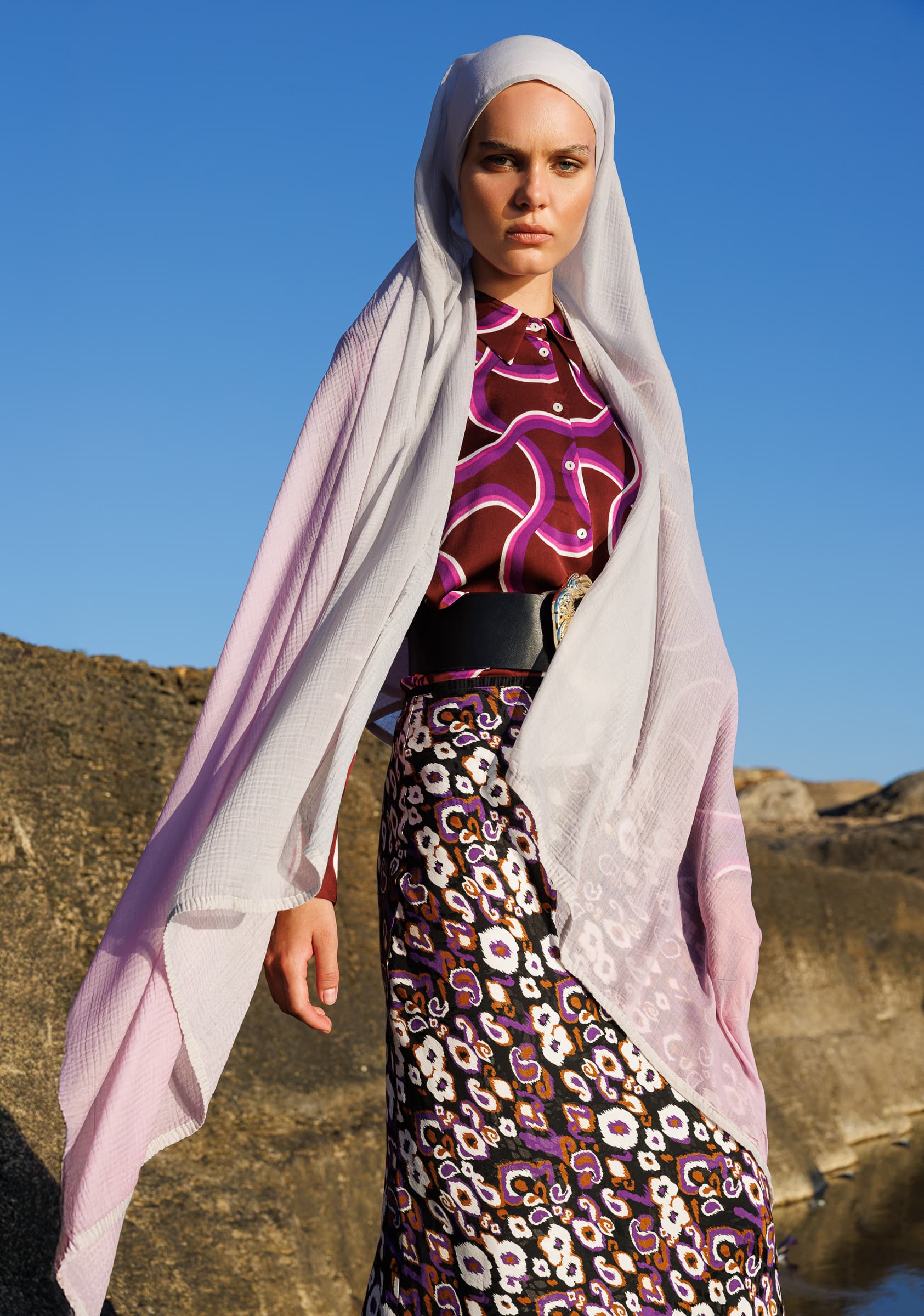 Toptan Degrade Müslin Şal - Lila