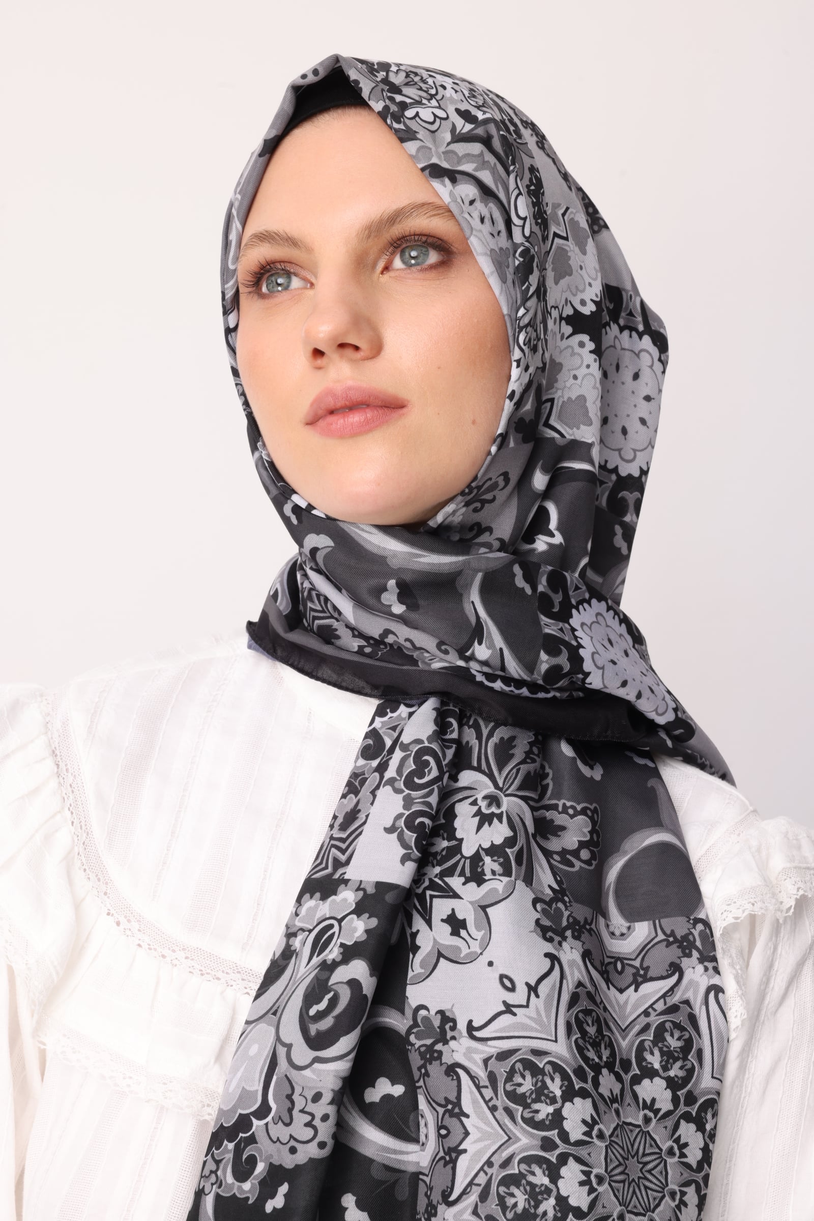 Wholesale Solhar Pattern Cotton Shawl - Black