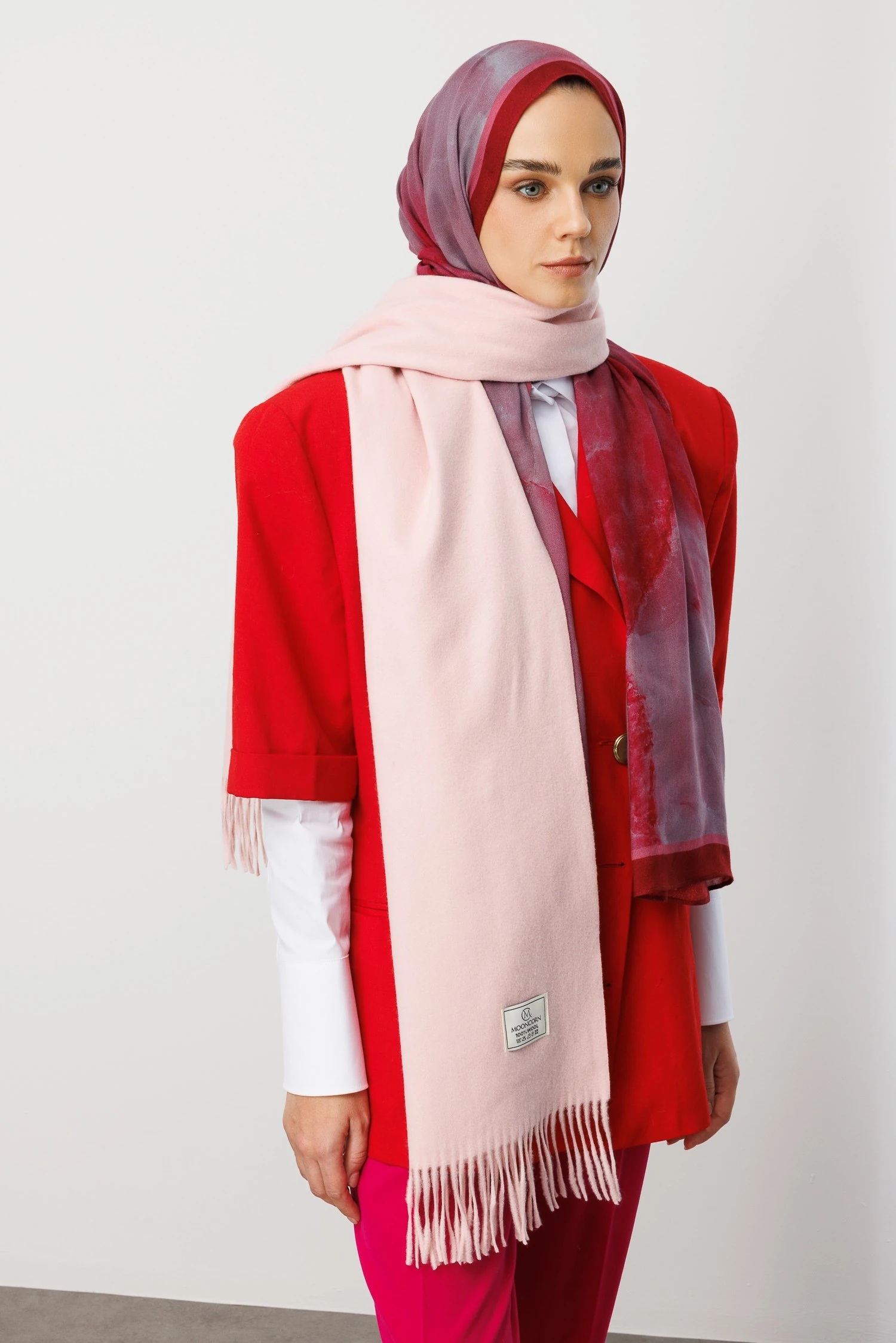 Toptan Yün Atkı - Pudra