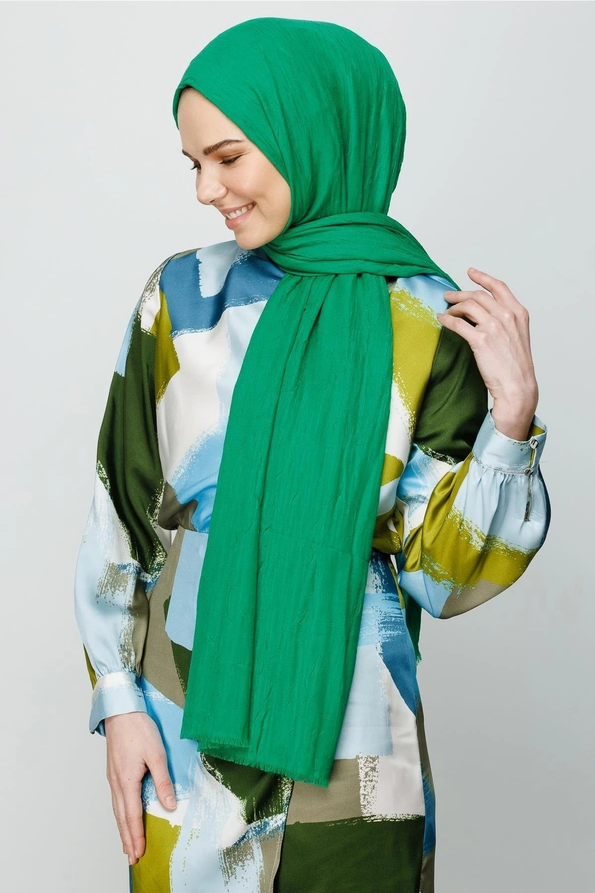 Toptan Bambu Şal - Benetton Yeşili