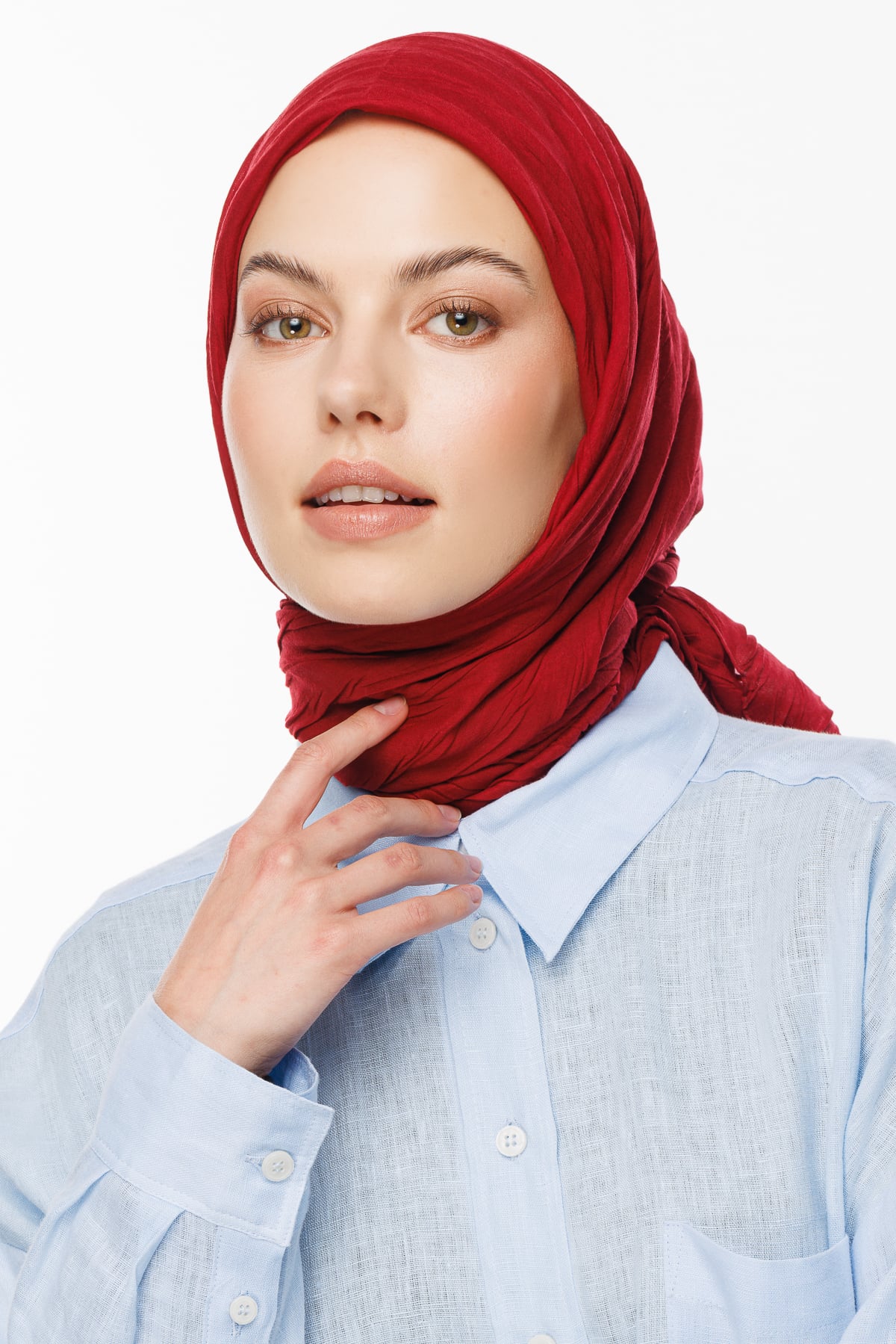 Pleated Bamboo Scarf - Claret Red