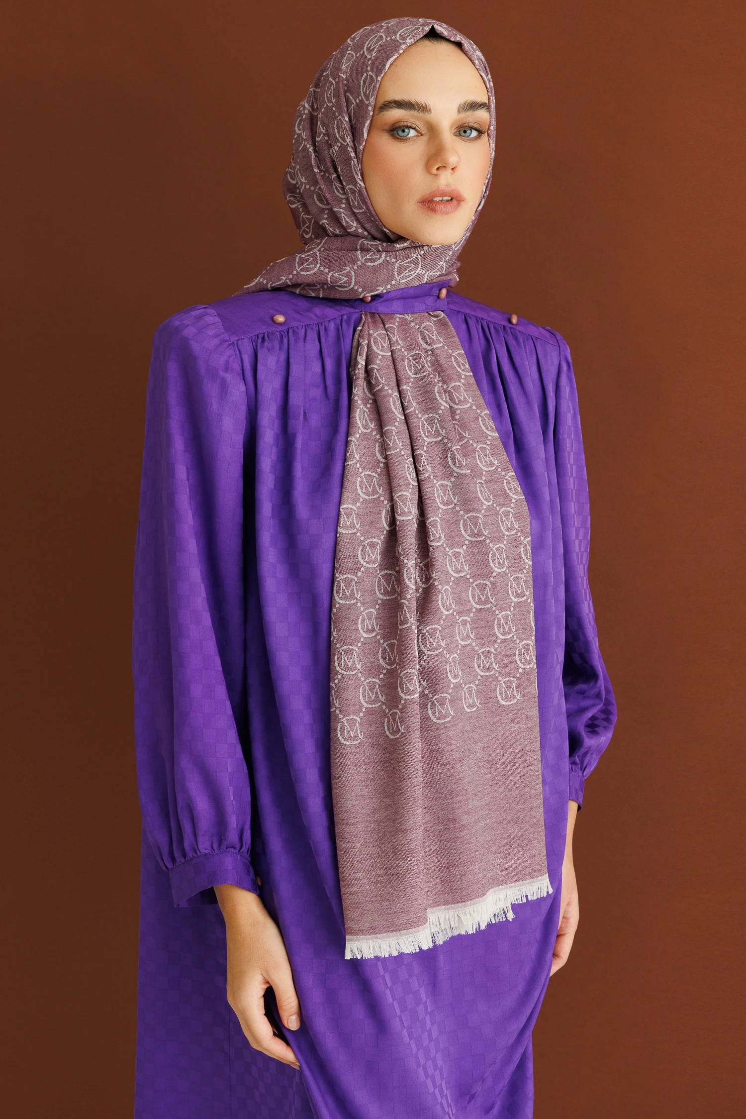 Toptan Yün İpek Şal - leylak