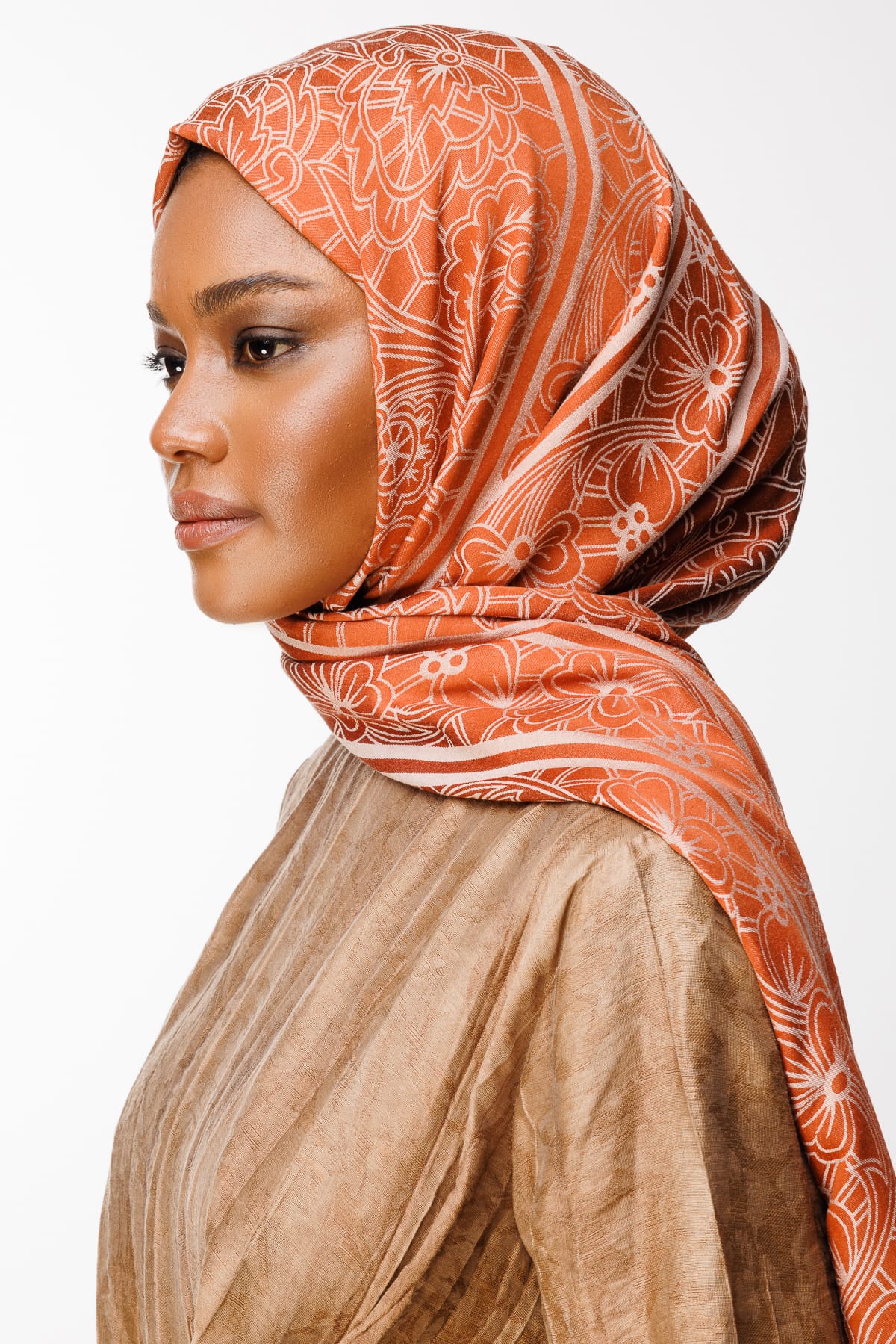 Toptan Lavin Desen Çift Taraflı Şal - Tarçın-Bej