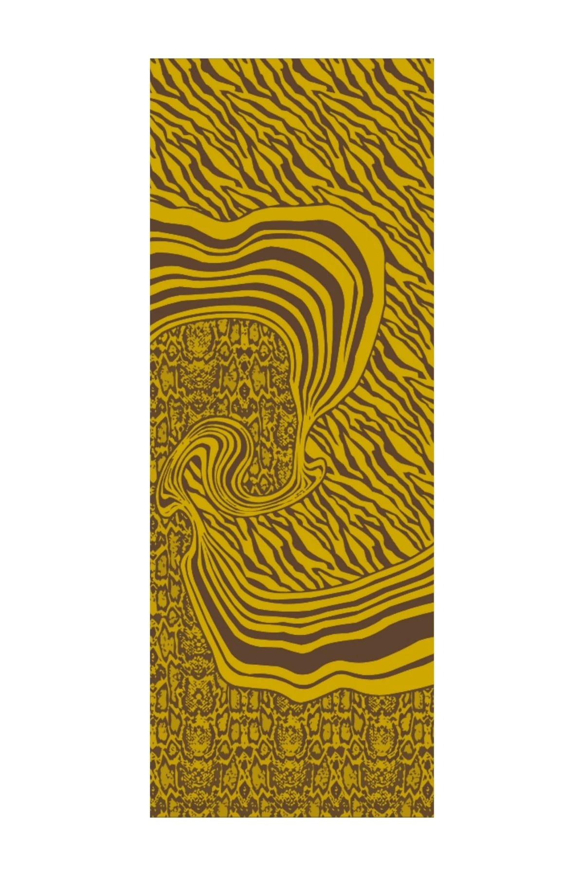 Riad-Pattern Reversible Shawl - Bitter Coffee-Mustard