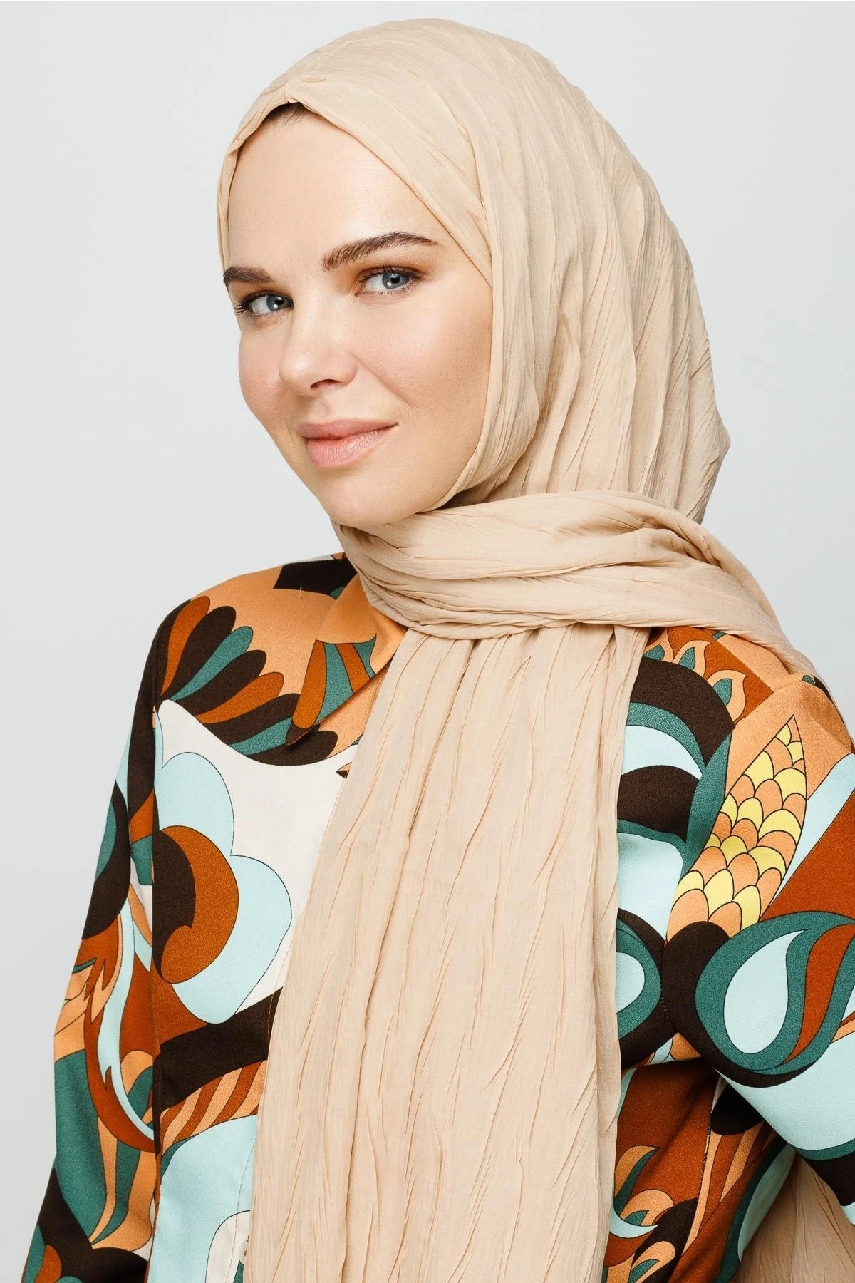 Toptan Piliseli Bambu Şal - Kum Beji