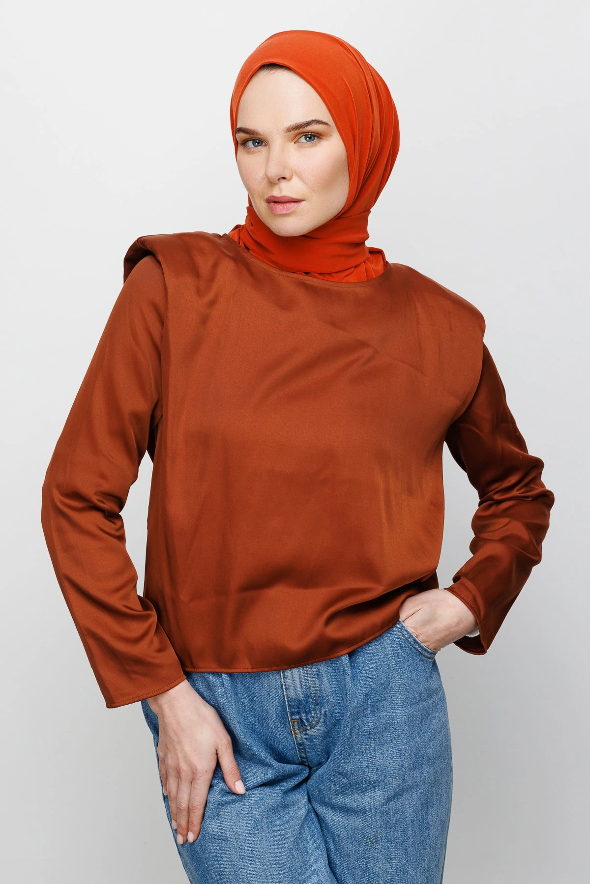 Toptan Hazır Şal - Açık Kiremit