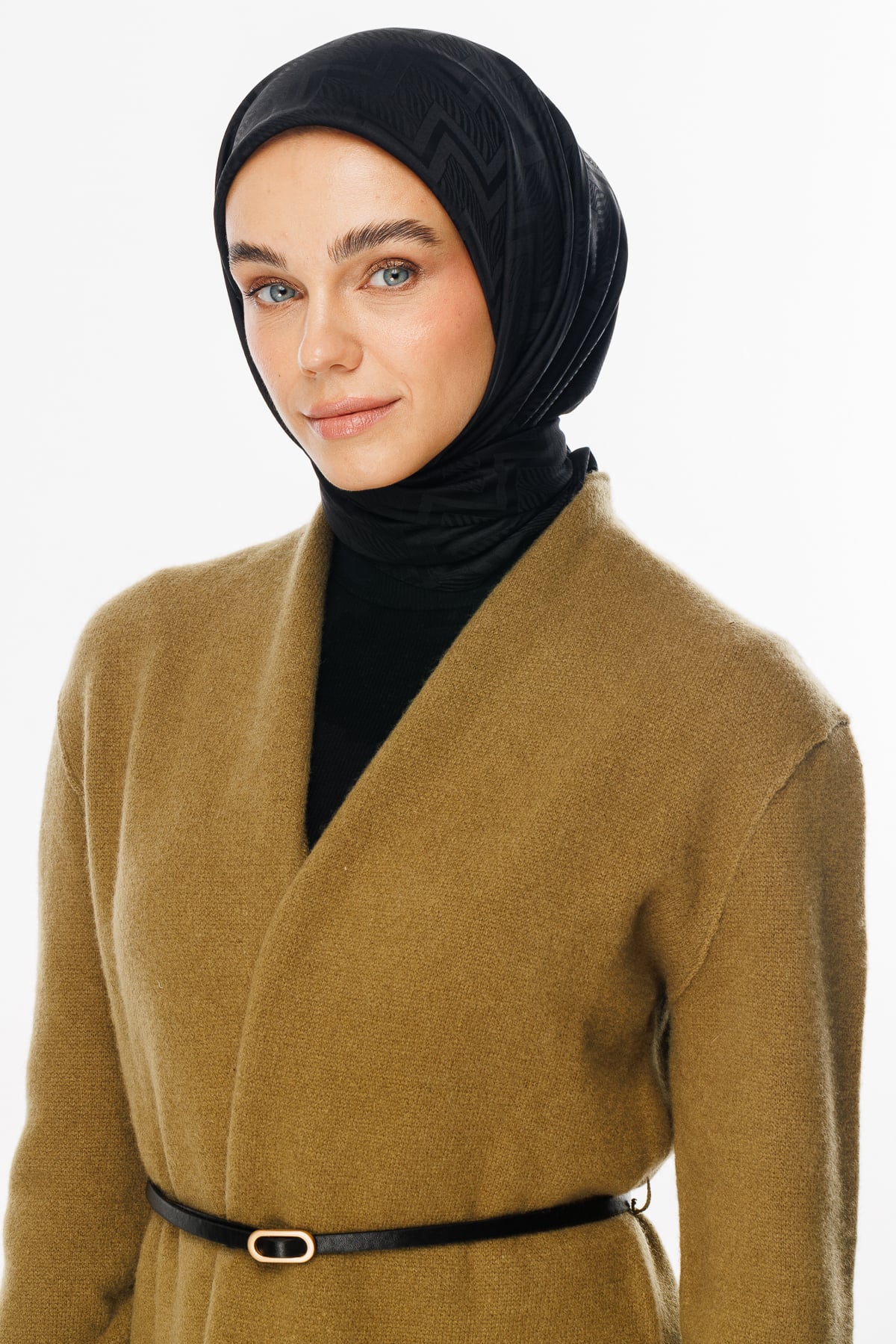 Toptan Viora Desen İpeksi Jakar Eşarp - Siyah