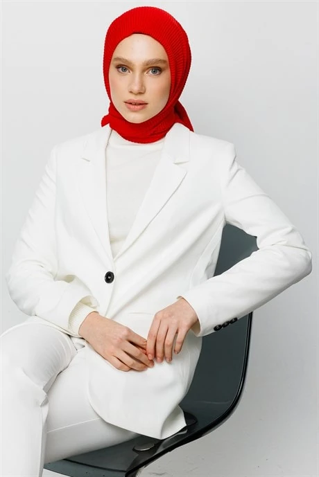 Toptan Pilise Eşarp - Kırmızı