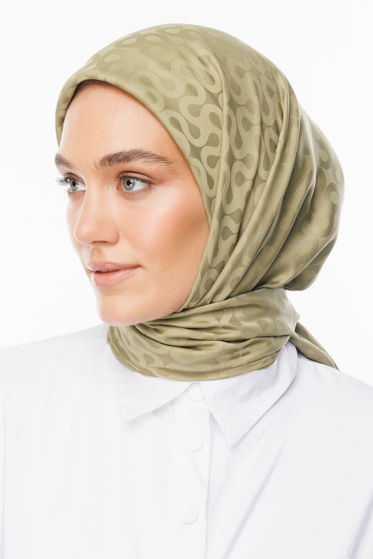 Moon Pattern Silky Jacquard Scarf - Soft Green