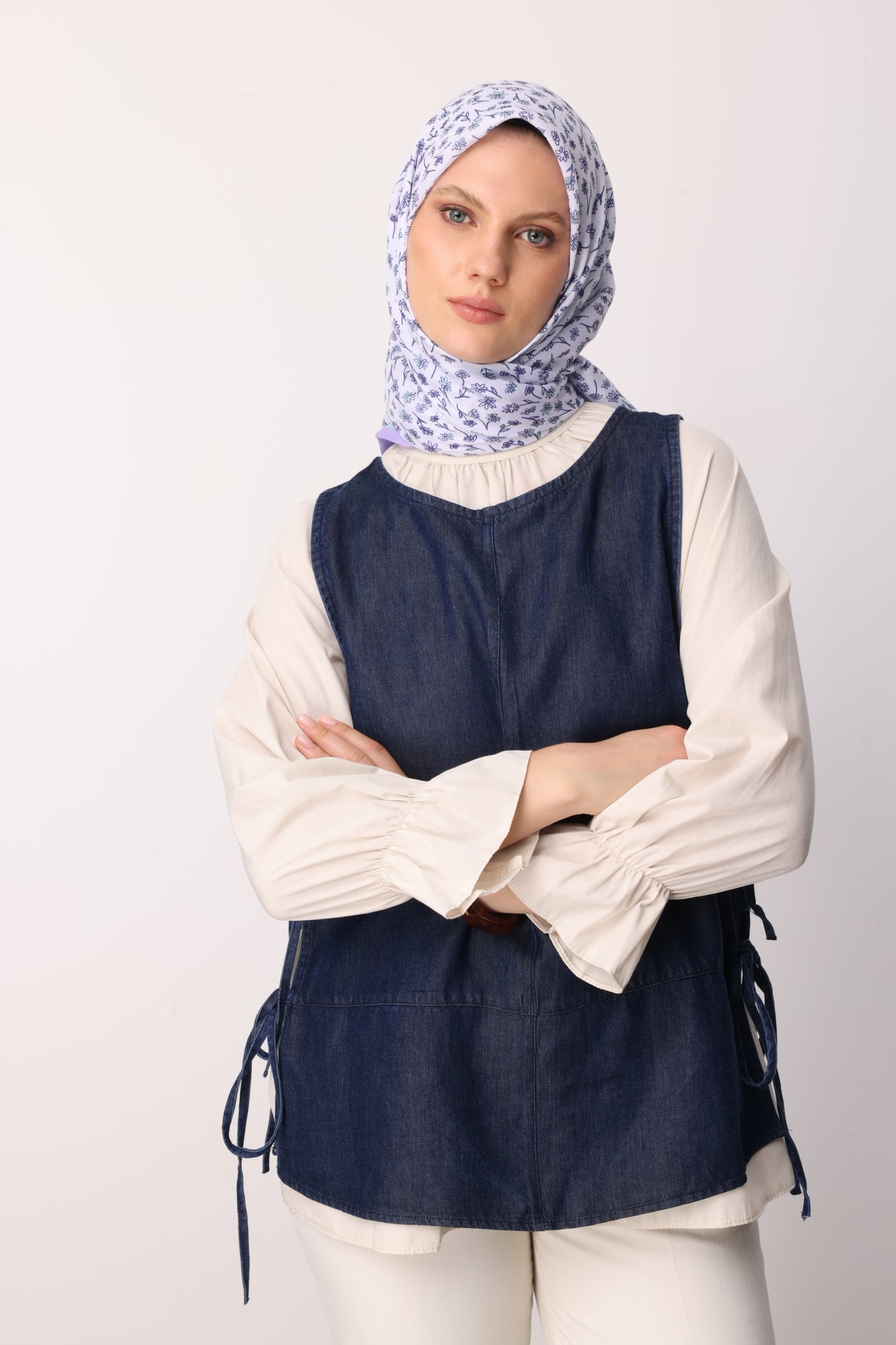 Toptan Minor Desen Pamuk Eşarp - Lila