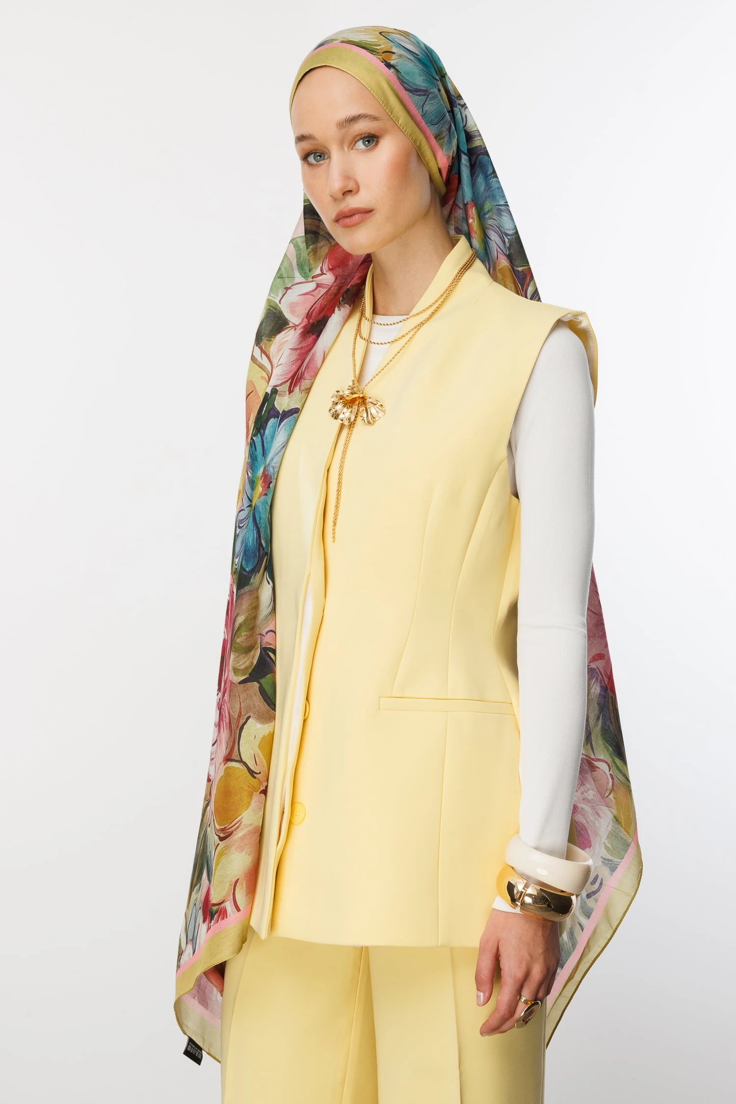 Patterned Cotton Shawl - Apricot