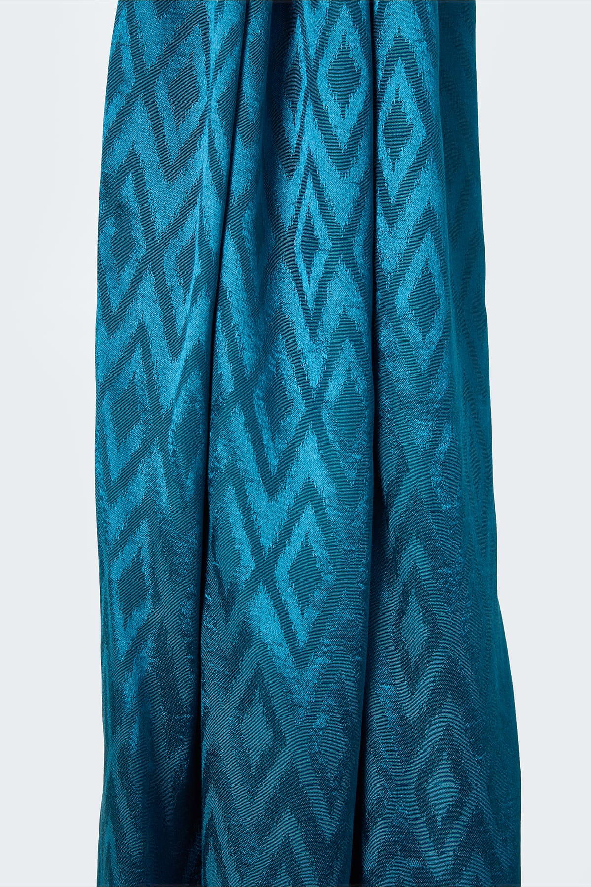 Toptan Karo Desen Parlak Jakar Şal - Petrol Mavisi